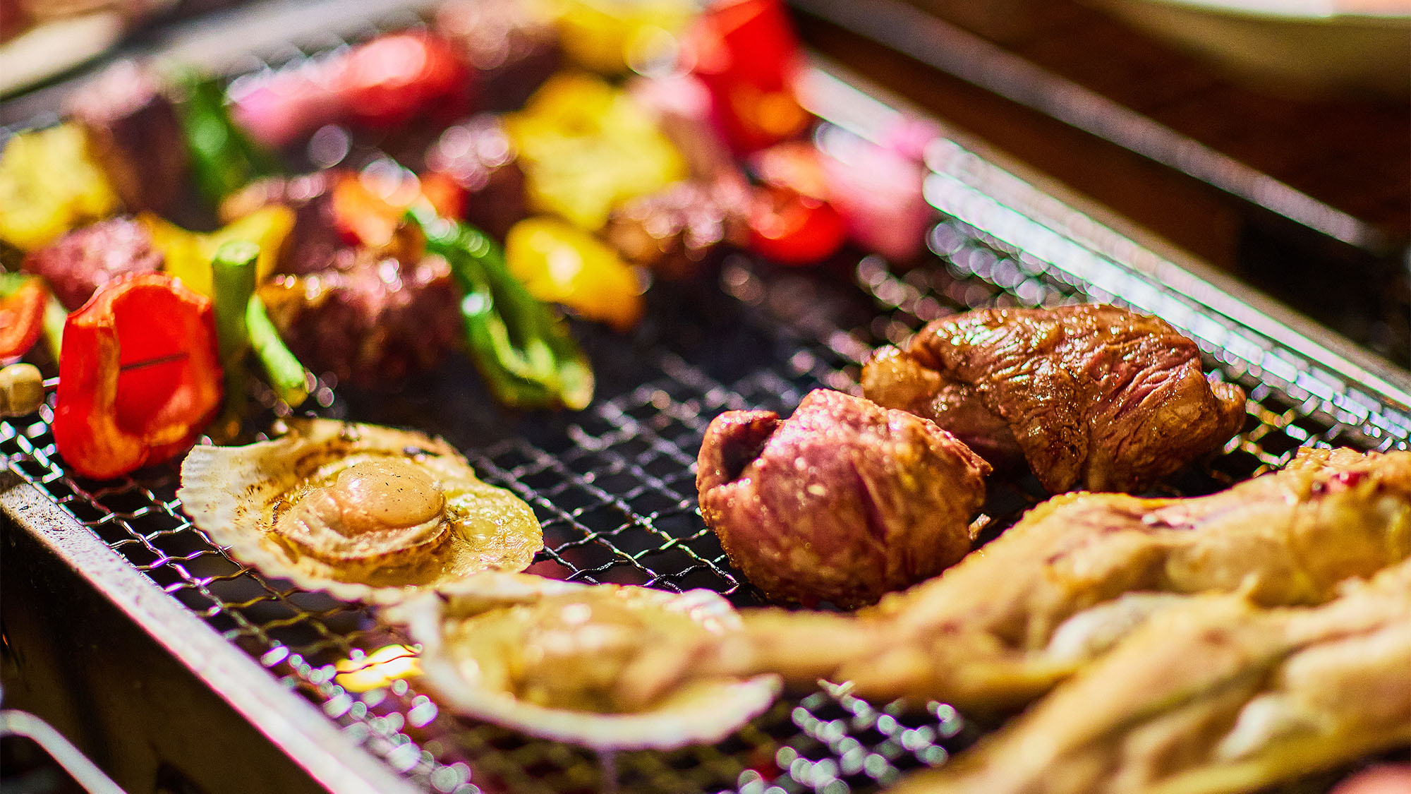 ・【ディナー】BBQガーデン付き。炭火でじっくり焼き上げた食材は絶品です