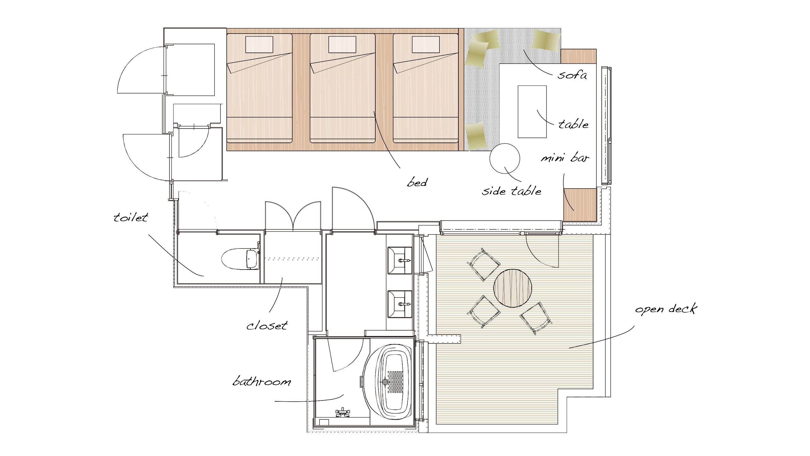 デラックストリプル　リバービュー　テラス付き