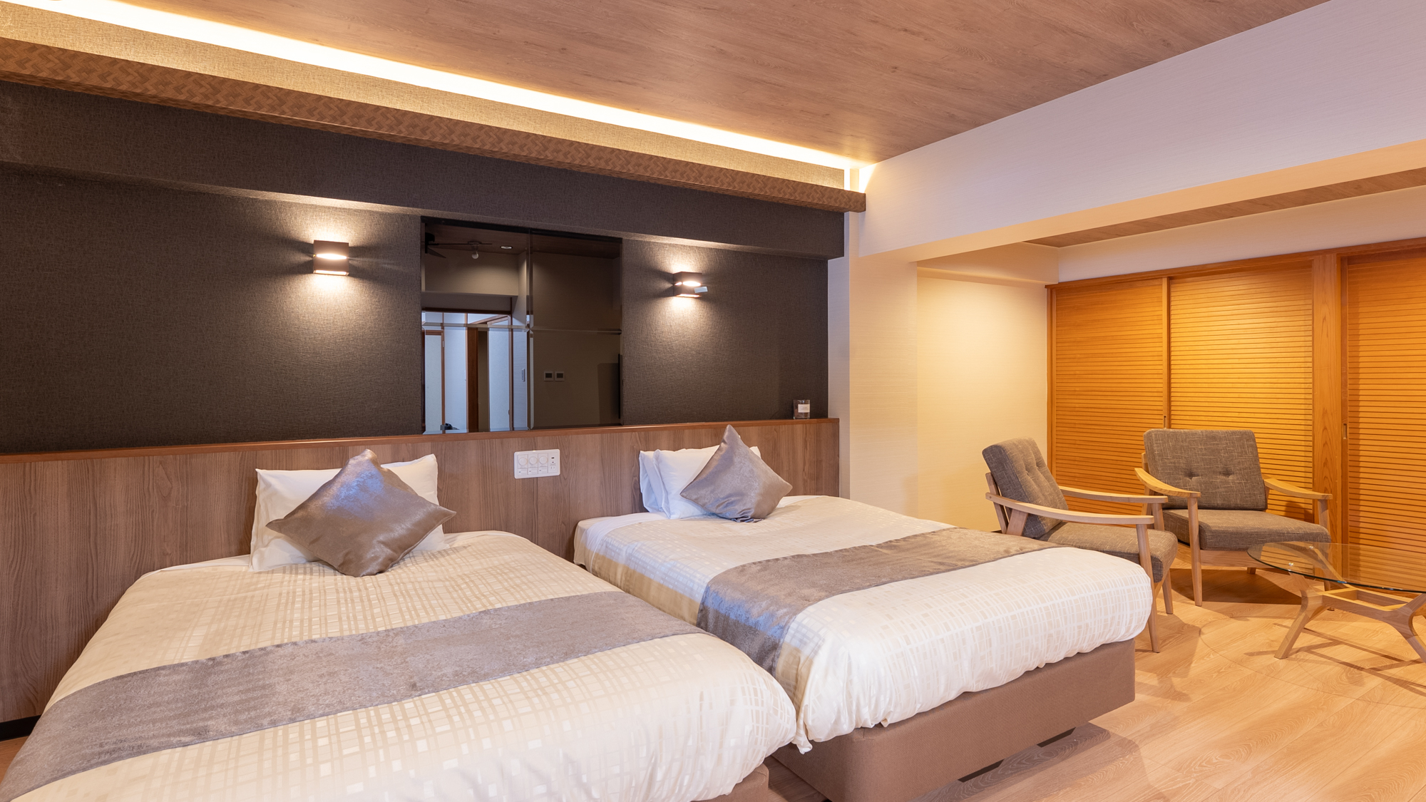 【和モダンスイート和洋室】60平米　信楽焼半露天風呂