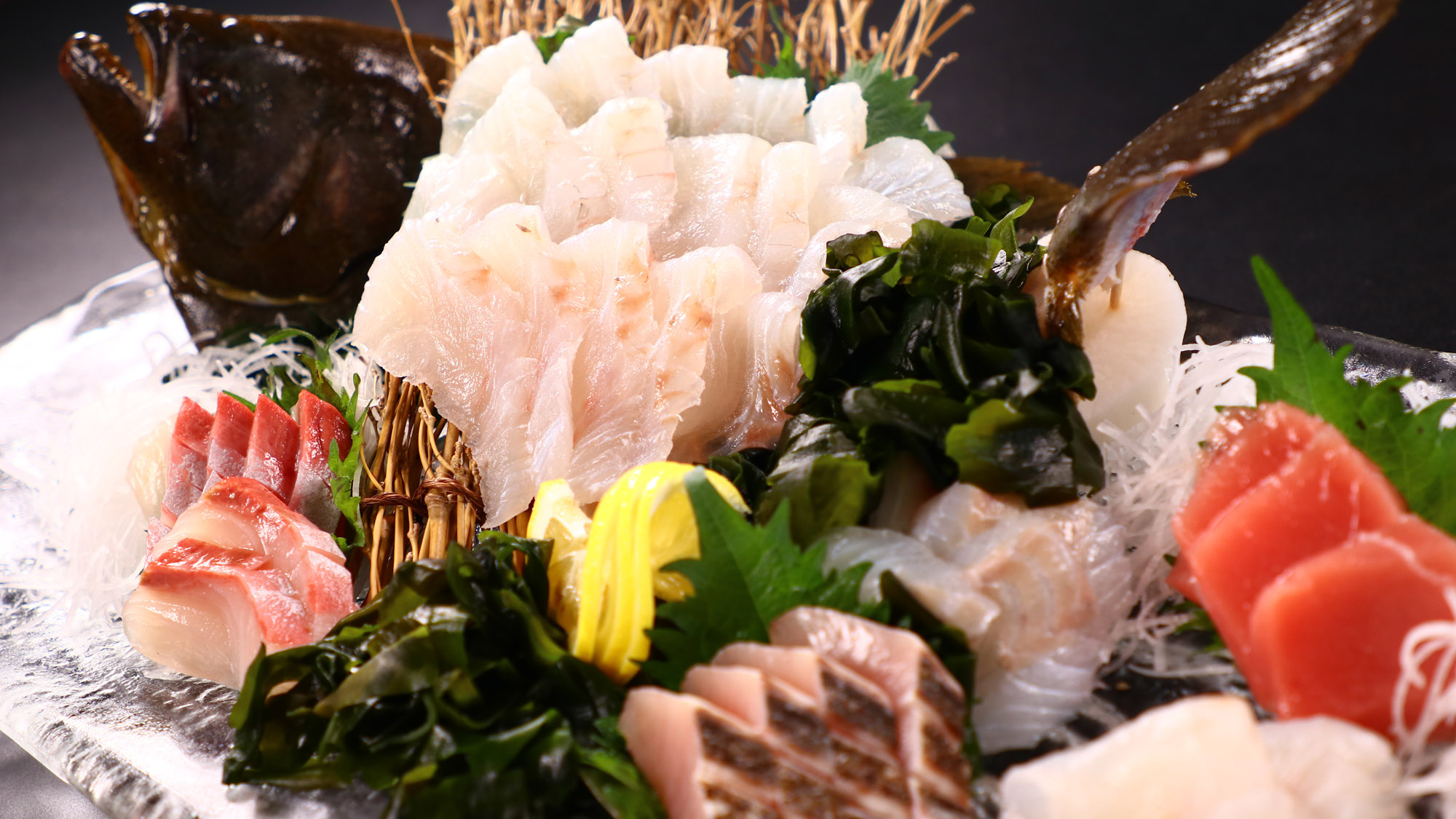 料理_夕食_御造り_豪華平目の姿造り