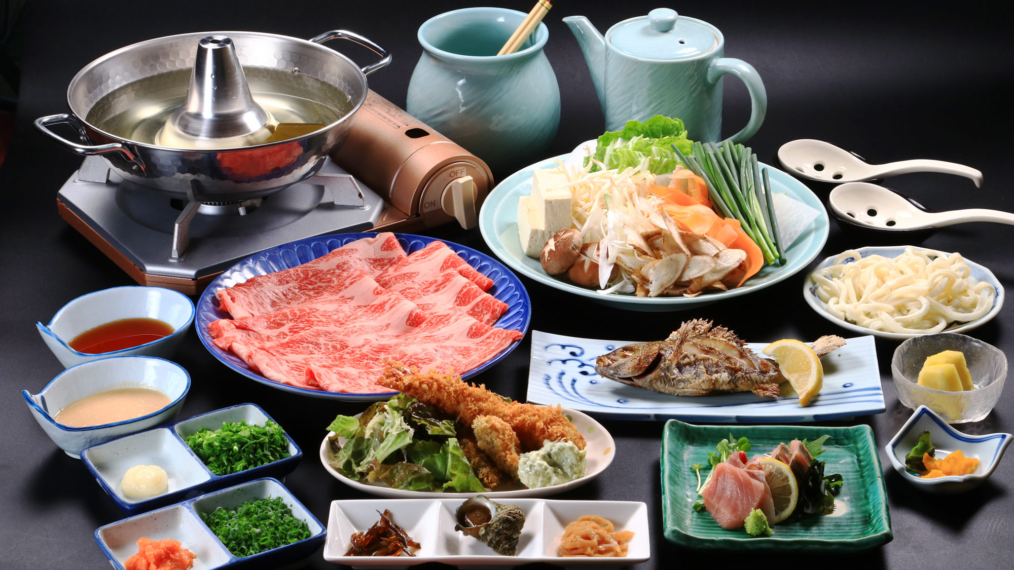 料理_夕食_全体_知多牛しゃぶしゃぶと旬魚を味わう贅沢会席*