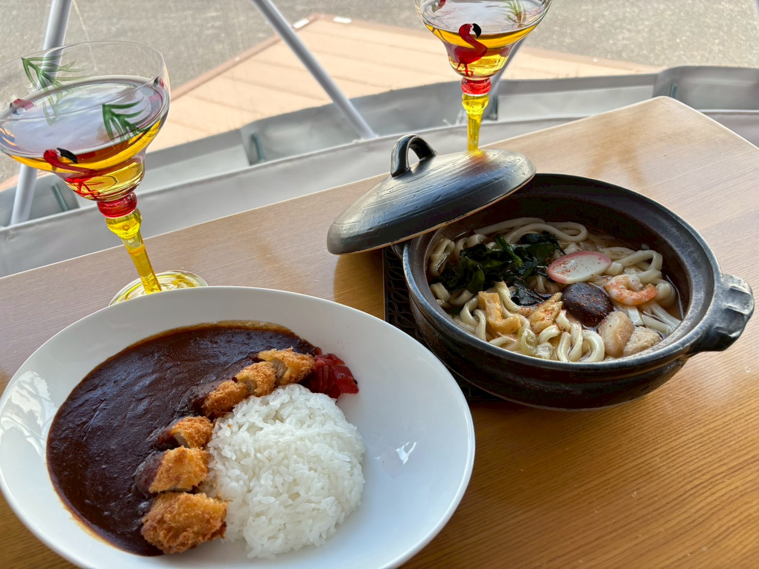 【夕食一例】カレーライス ＋ 鍋焼きうどん