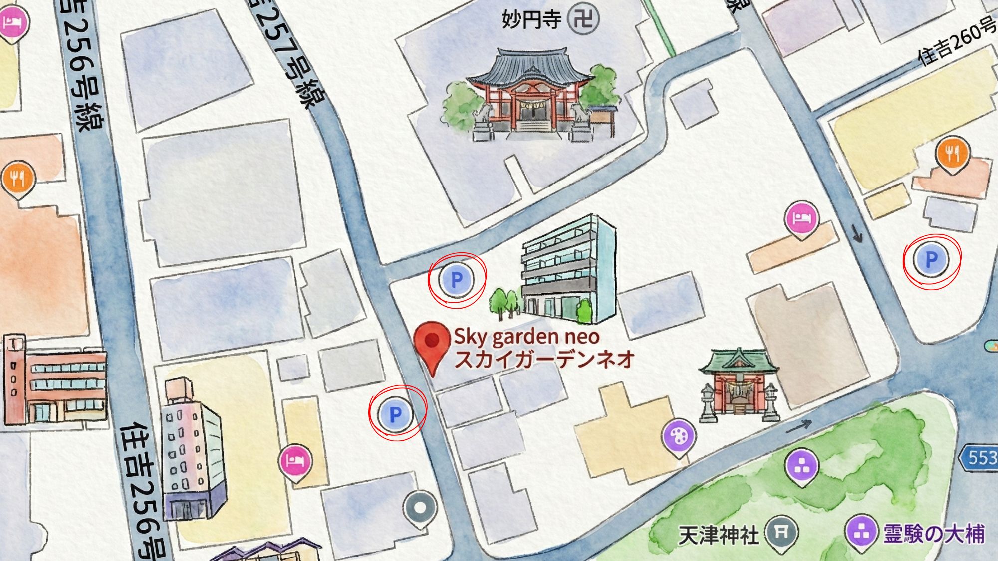 【近隣の駐車場】お近くに多数ございます。夜間になるとリーズナブル！