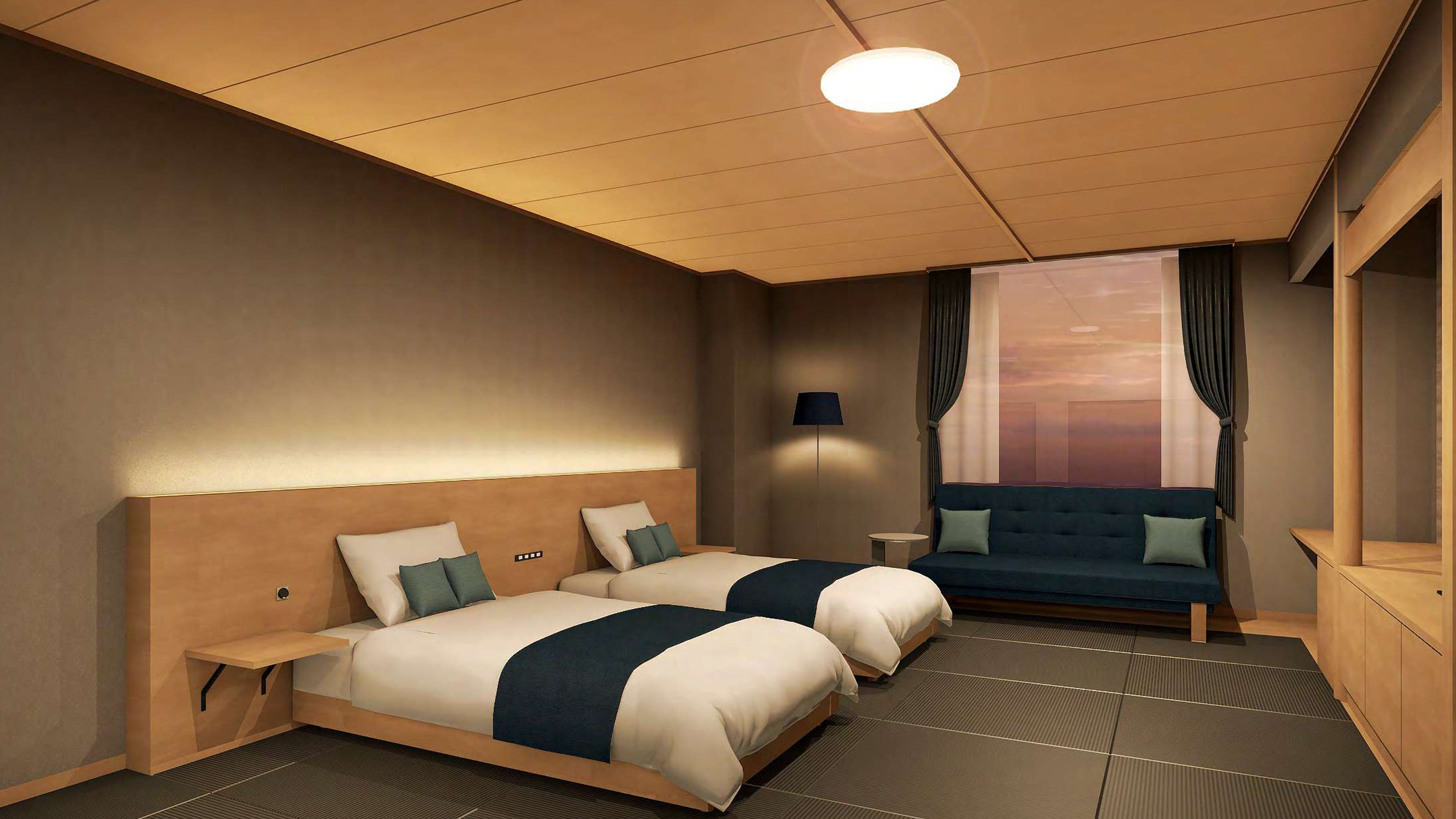 スタンダード和ベッドツイン18畳 内風呂あり(さつき館)