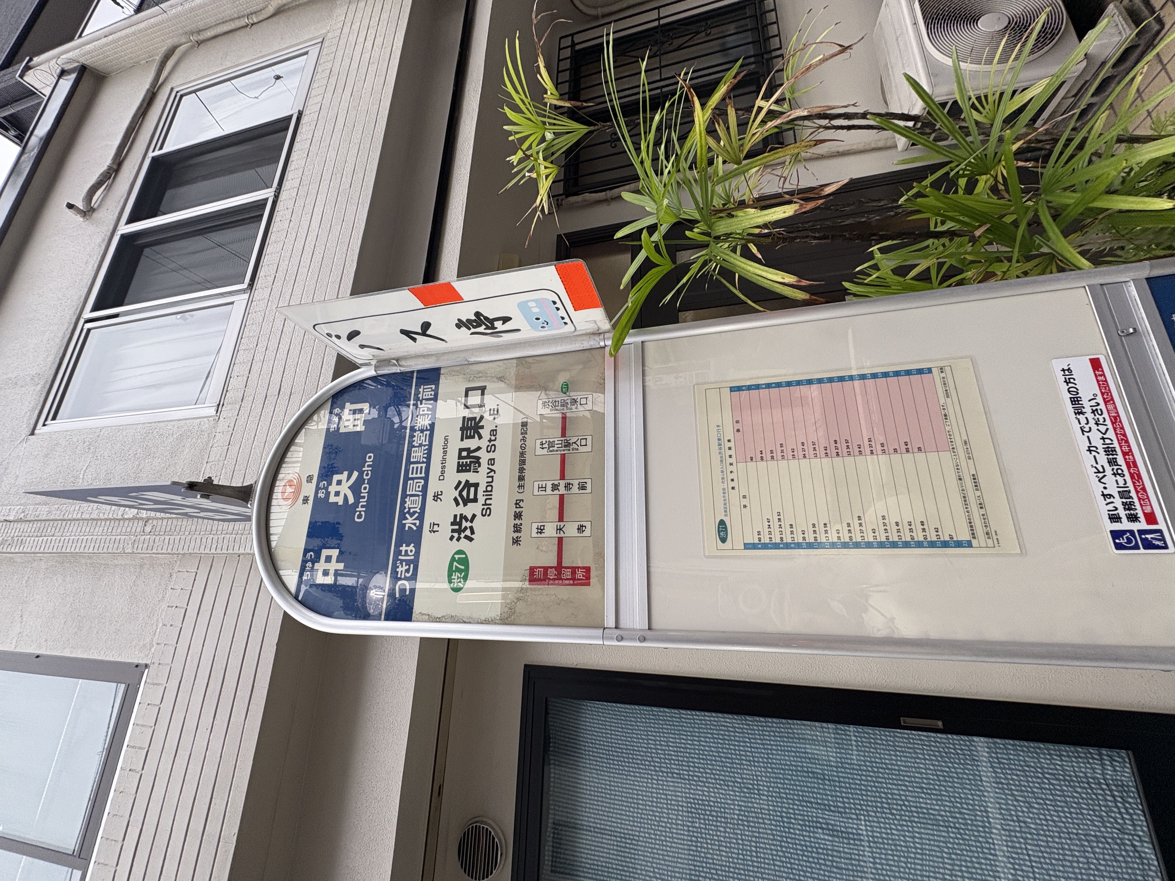 渋谷行きのバス停です