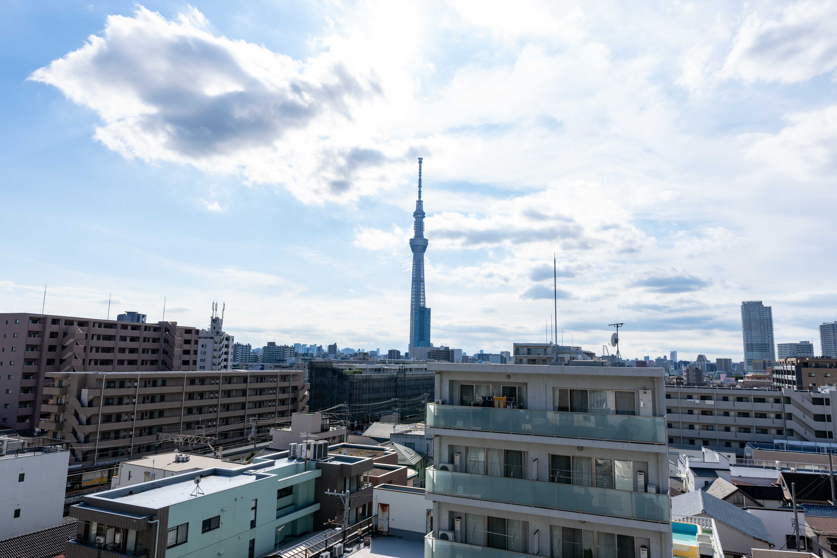 上層階からはスカイツリーが一望できます。