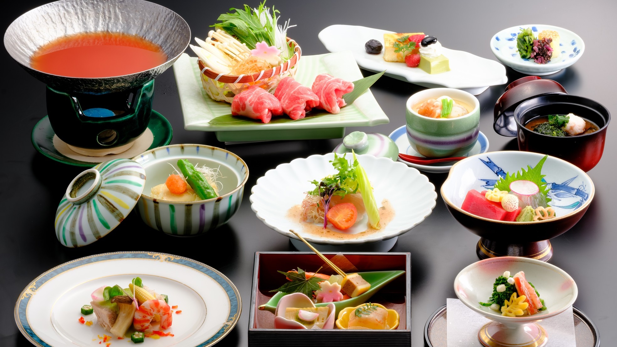 【野の花会席】＜春夏限定＞旬を感じる季節のスタンダード会席〜さっぱり特製トマト出汁の豚しゃぶ鍋〜