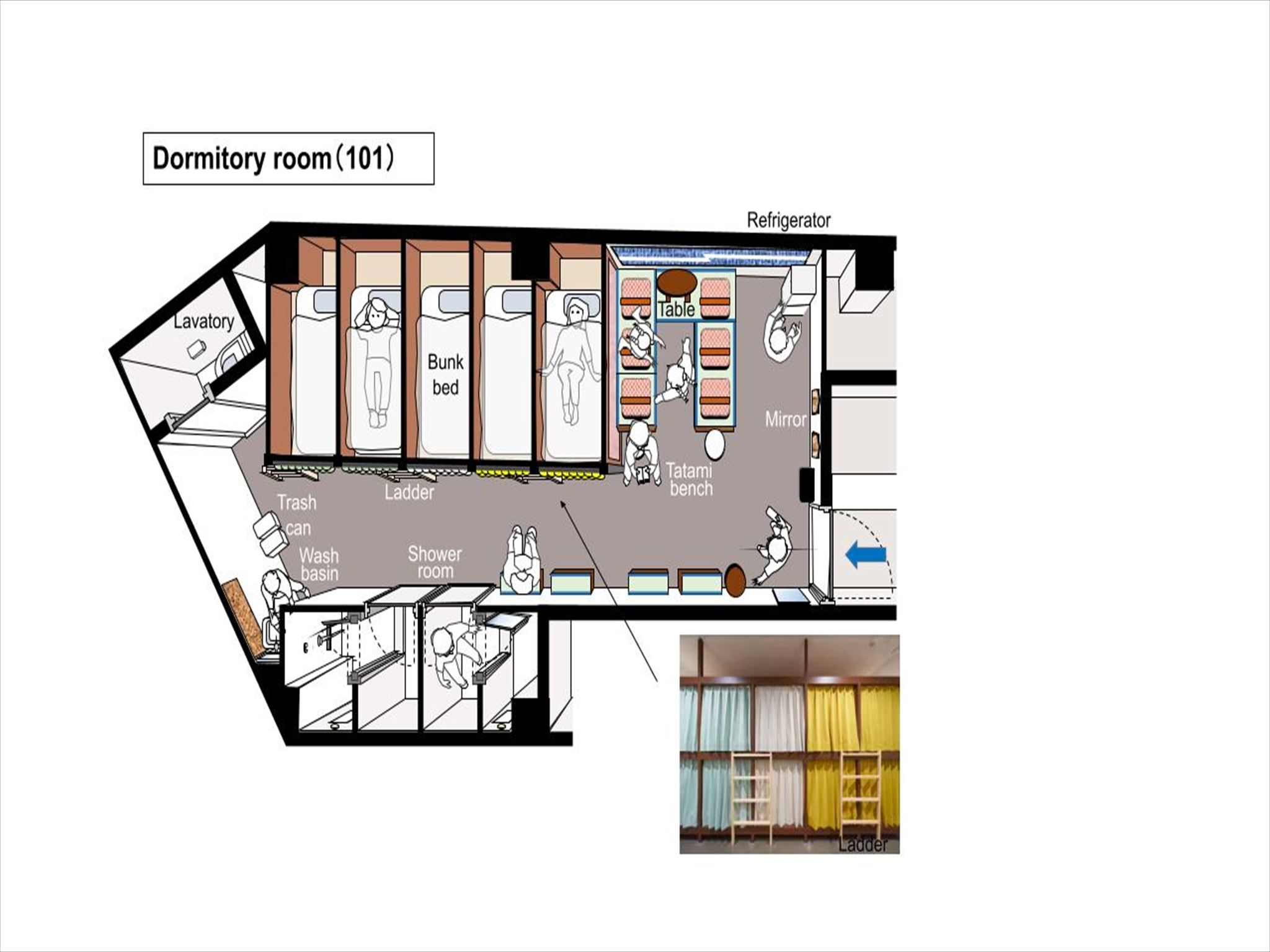 【間取り図】10名部屋：グループ向け（1階）