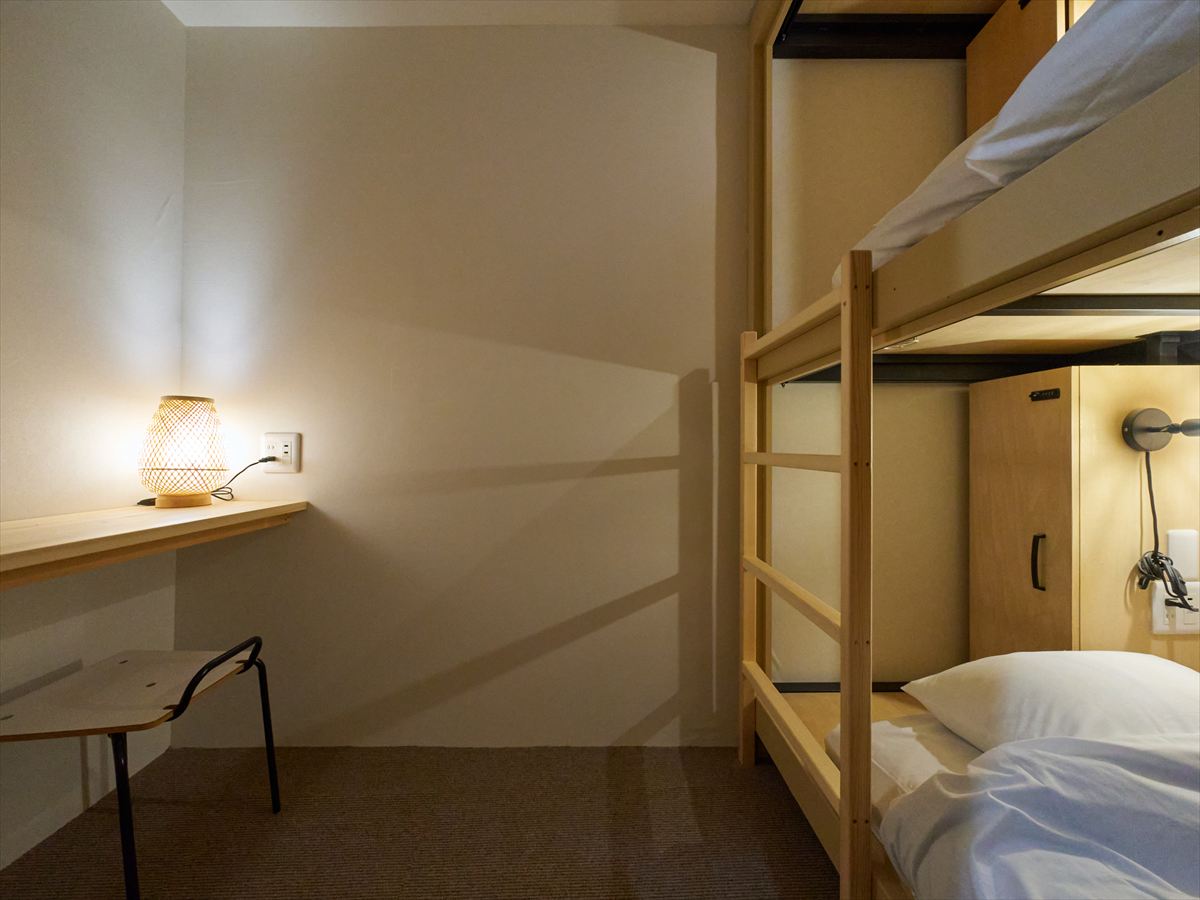 二段ベッド&times;1／デスク&times;1／椅子&times;1／共用シャワー&times;2／共用トイレ&times;2