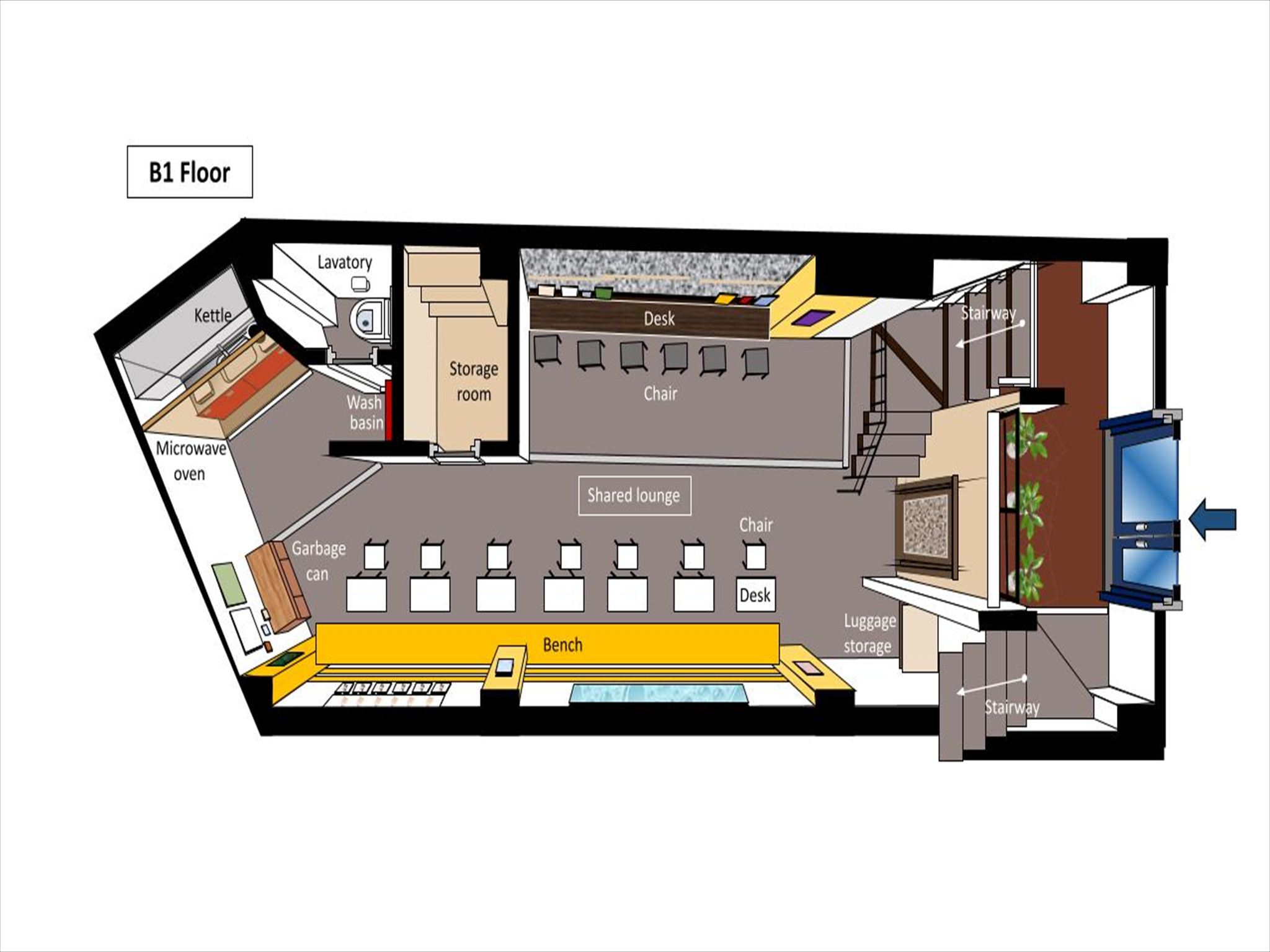 【間取り図】共用ラウンジ（地下1階）