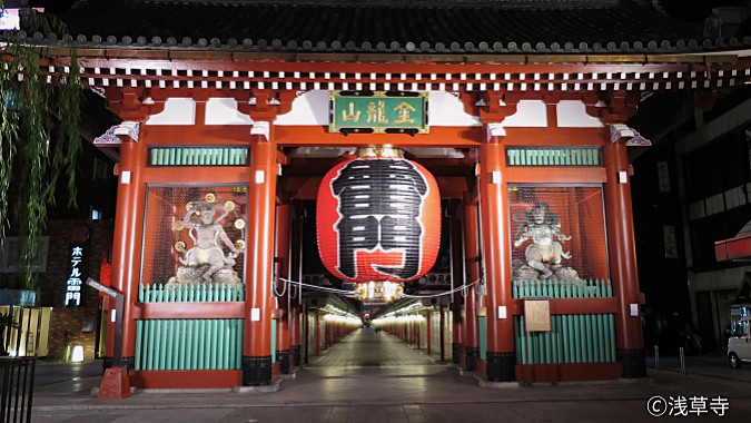 雷門　夜