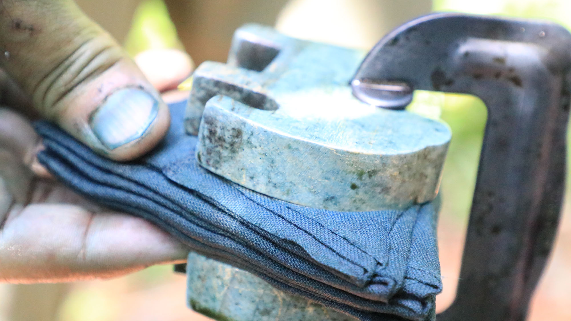 【藍染体験２度目の染料後】*