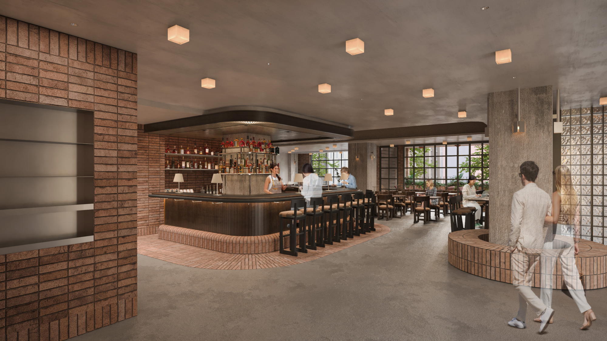 館内は柔らかな照明で統一され、レセプションやレストランも穏やかな空気感でつながっています