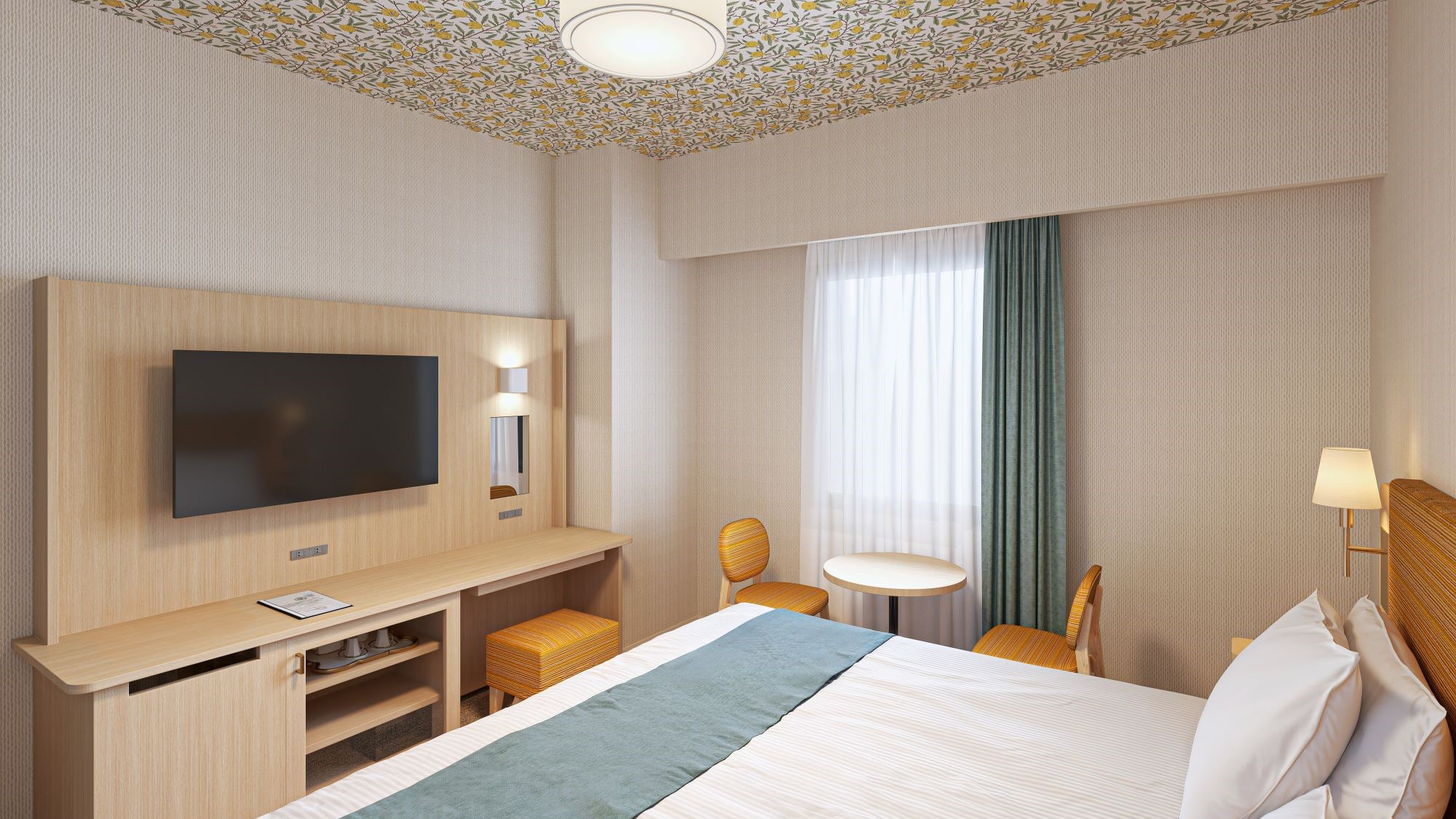 ■ルームサイズ：19平米 ■ベッドサイズ：220cm x 412cm&times;1台　■バス・トイレ同室