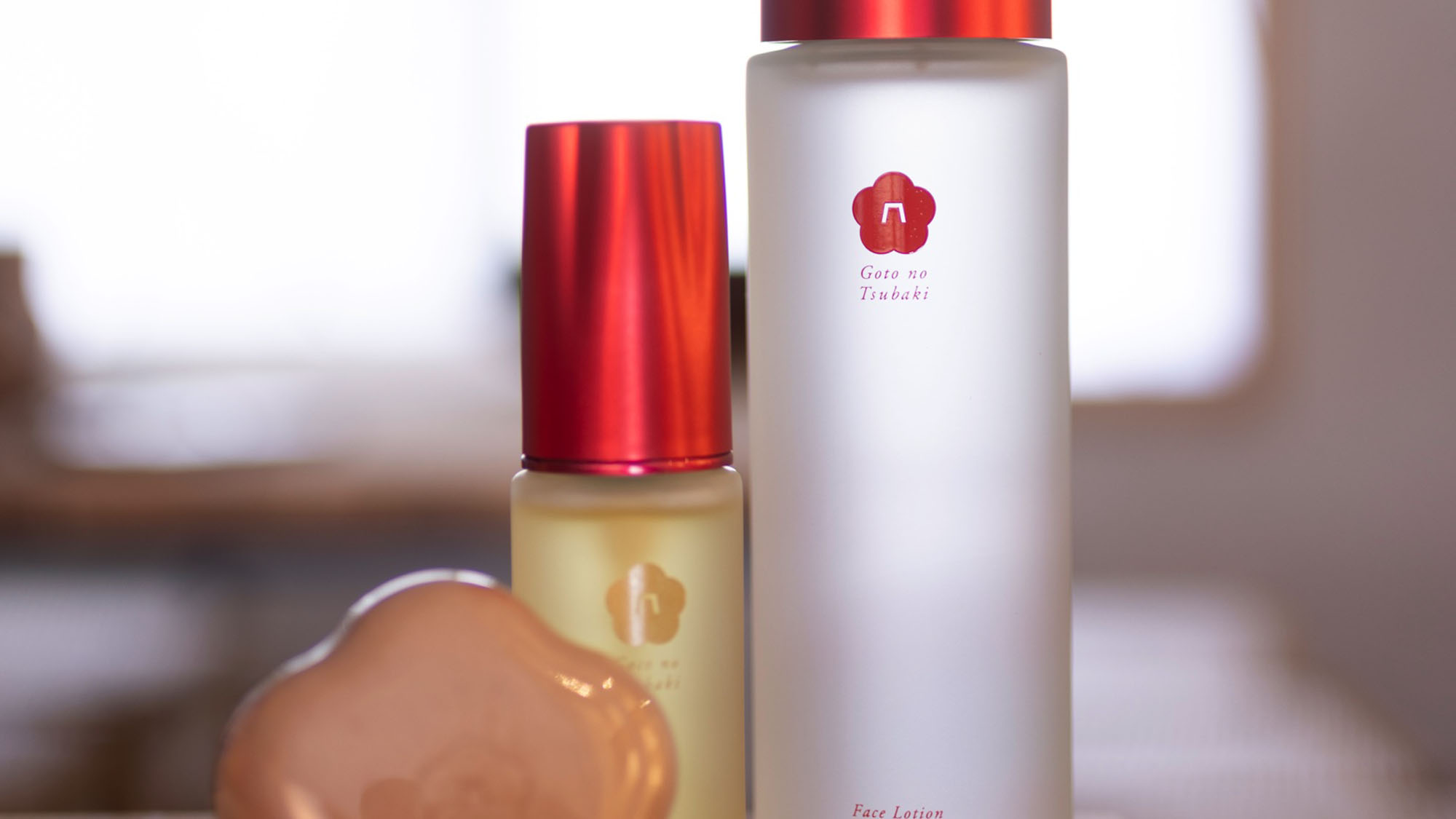 アメニティ_五島の椿スキンケアグッズ。自然由来の石鹸、オイル、保湿水をご用意*