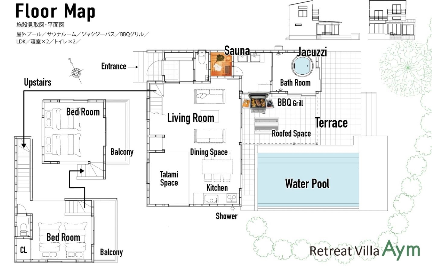 *【フロアマップ】1棟貸しならではの2.5階建てプライベート空間。