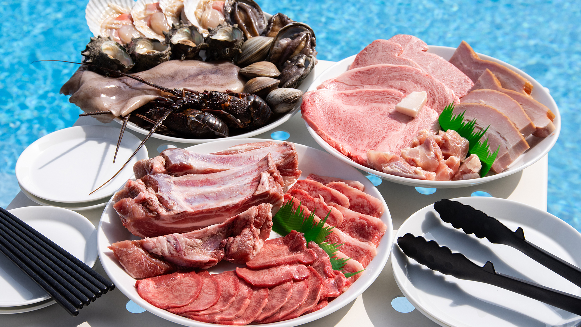 *【BBQ（グレードアップ）】厳選された肉と海鮮の贅沢食材のBBQ。