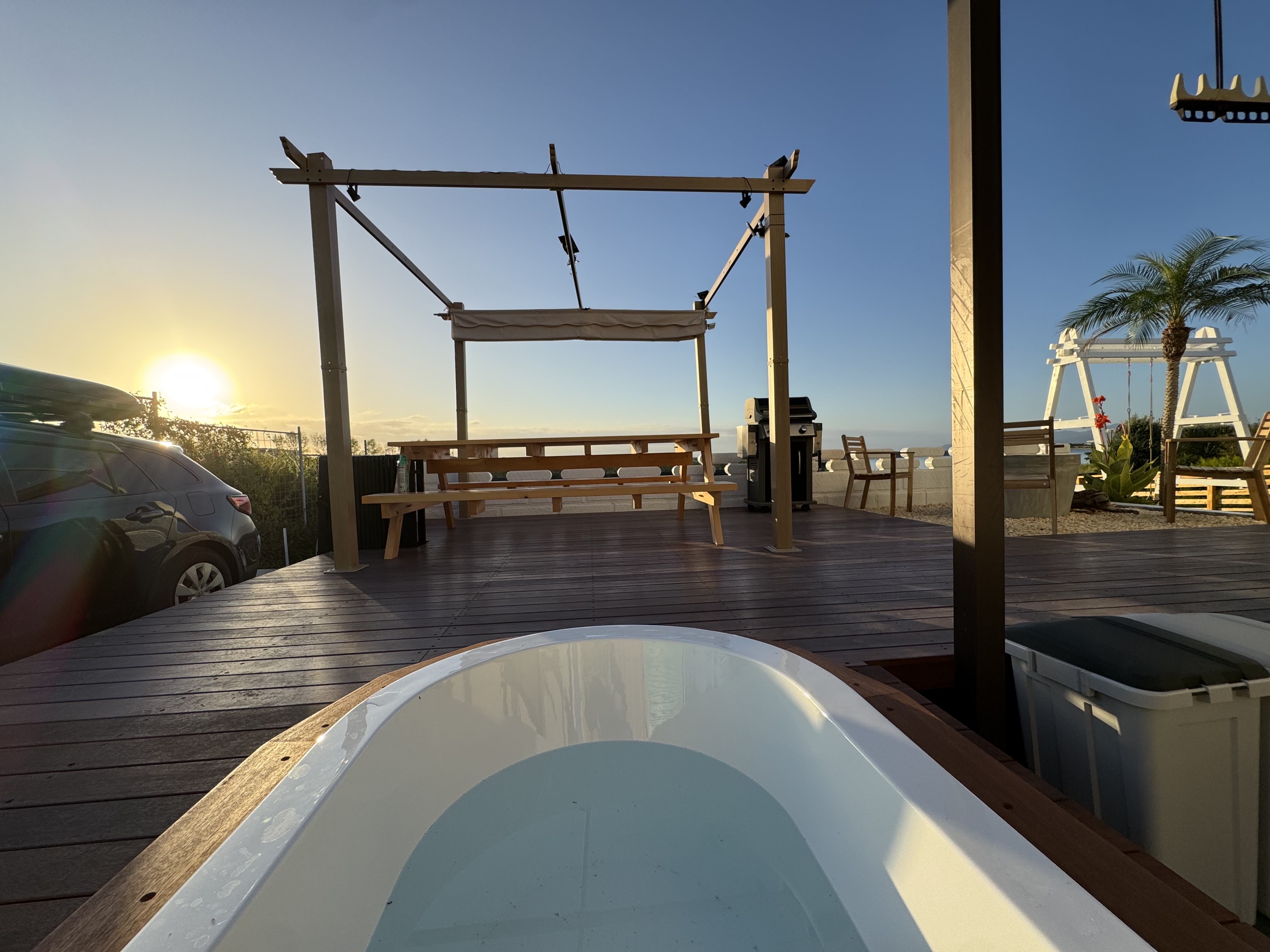 屋外バスタブ、サウナ