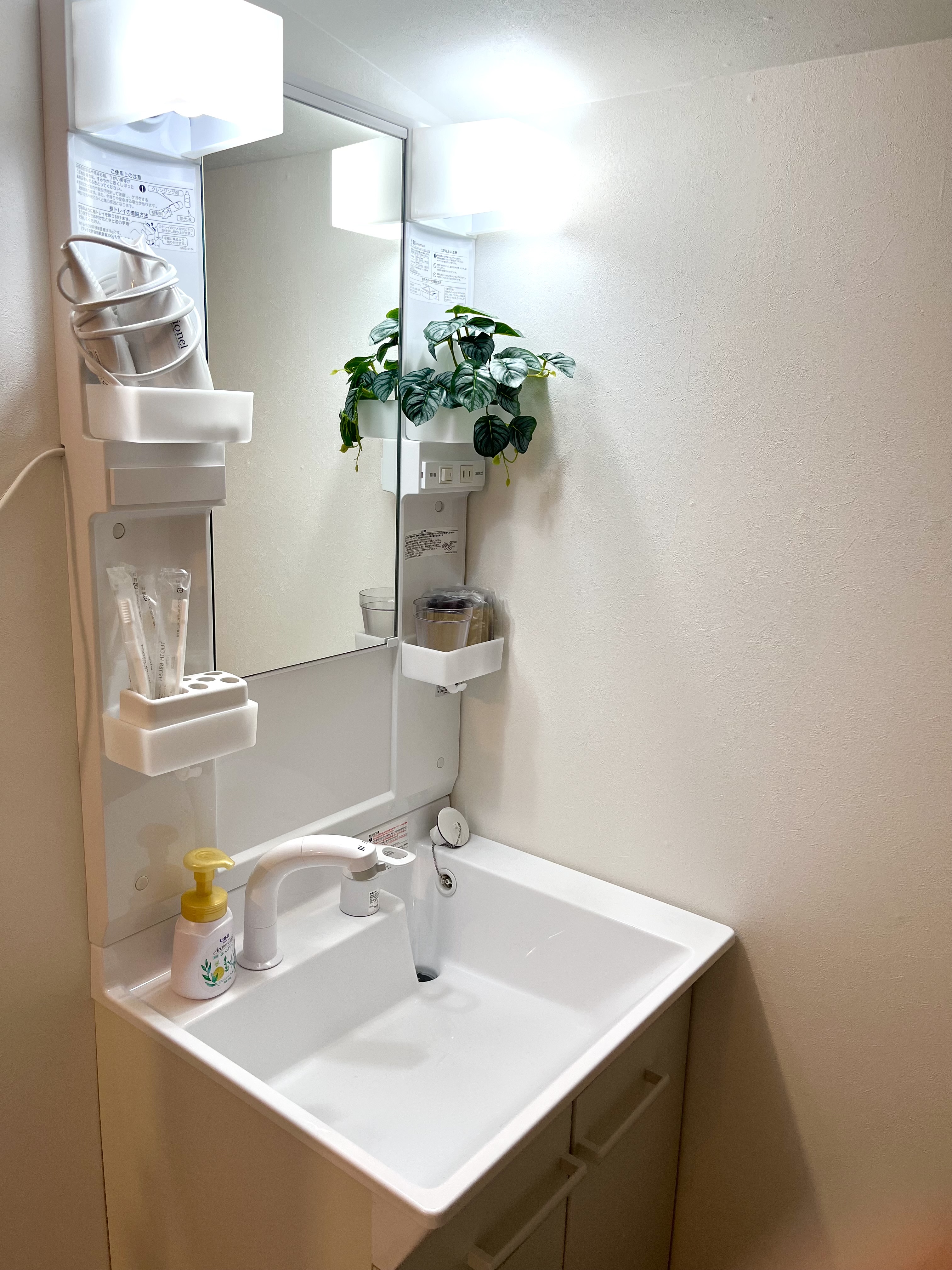 ハンドソープ、歯ブラシ、綿棒、ドライヤーのご用意があります