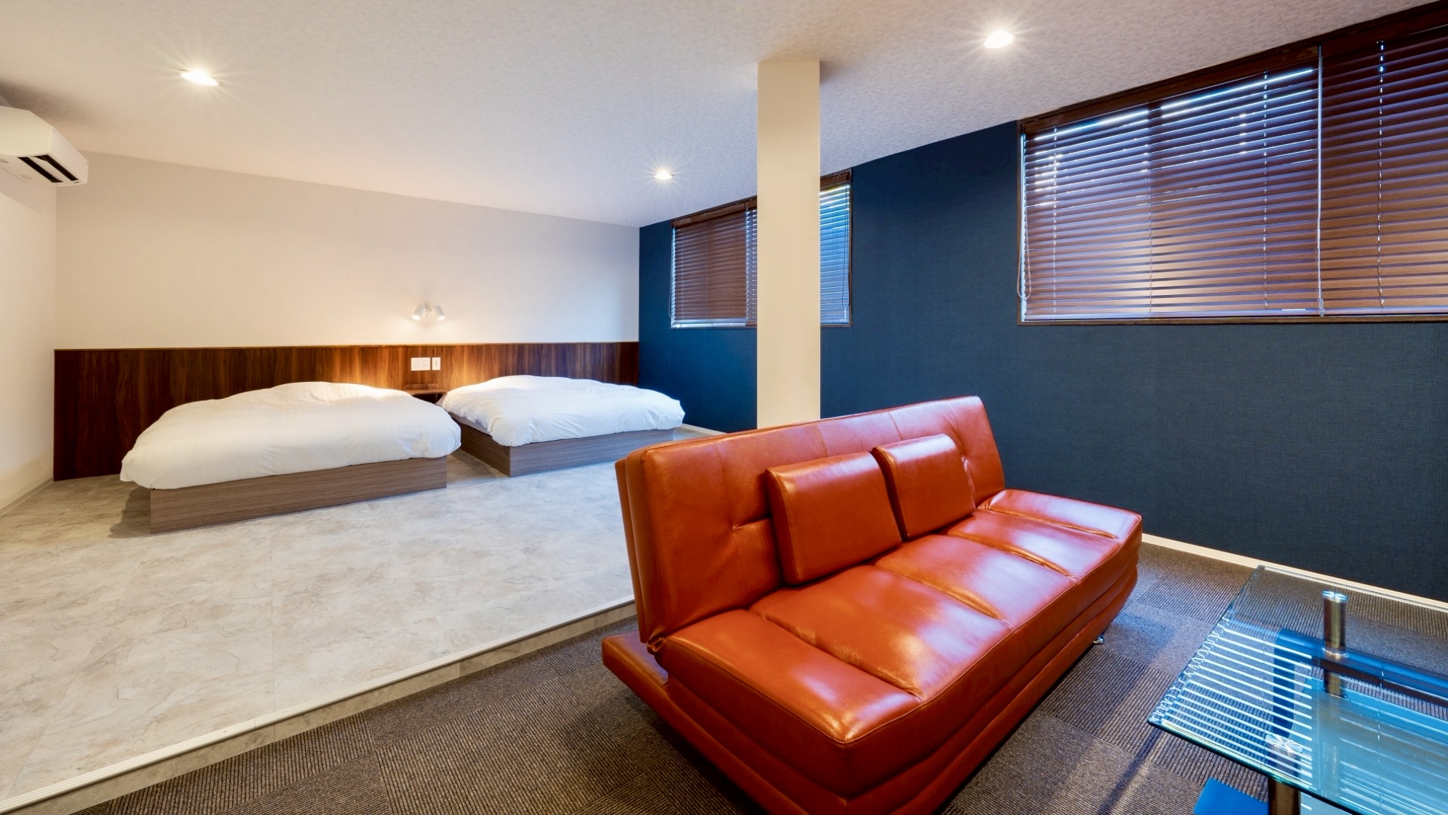 （B）ツインルーム+簡易ベット1台＜サウナ付き＞