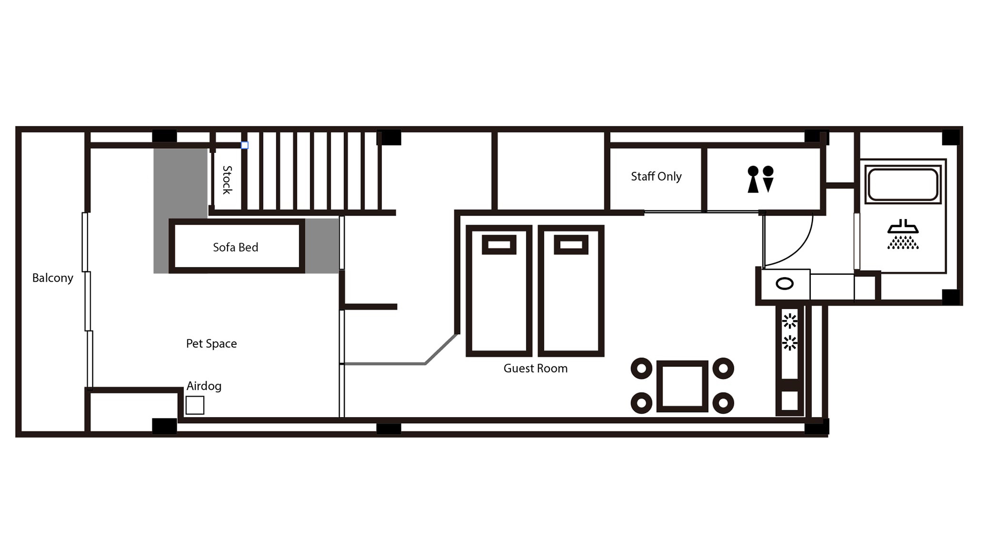 ・【間取り図】人とペットの空間を分けた造りとなっております。安心してペットとおくつろぎいただけます