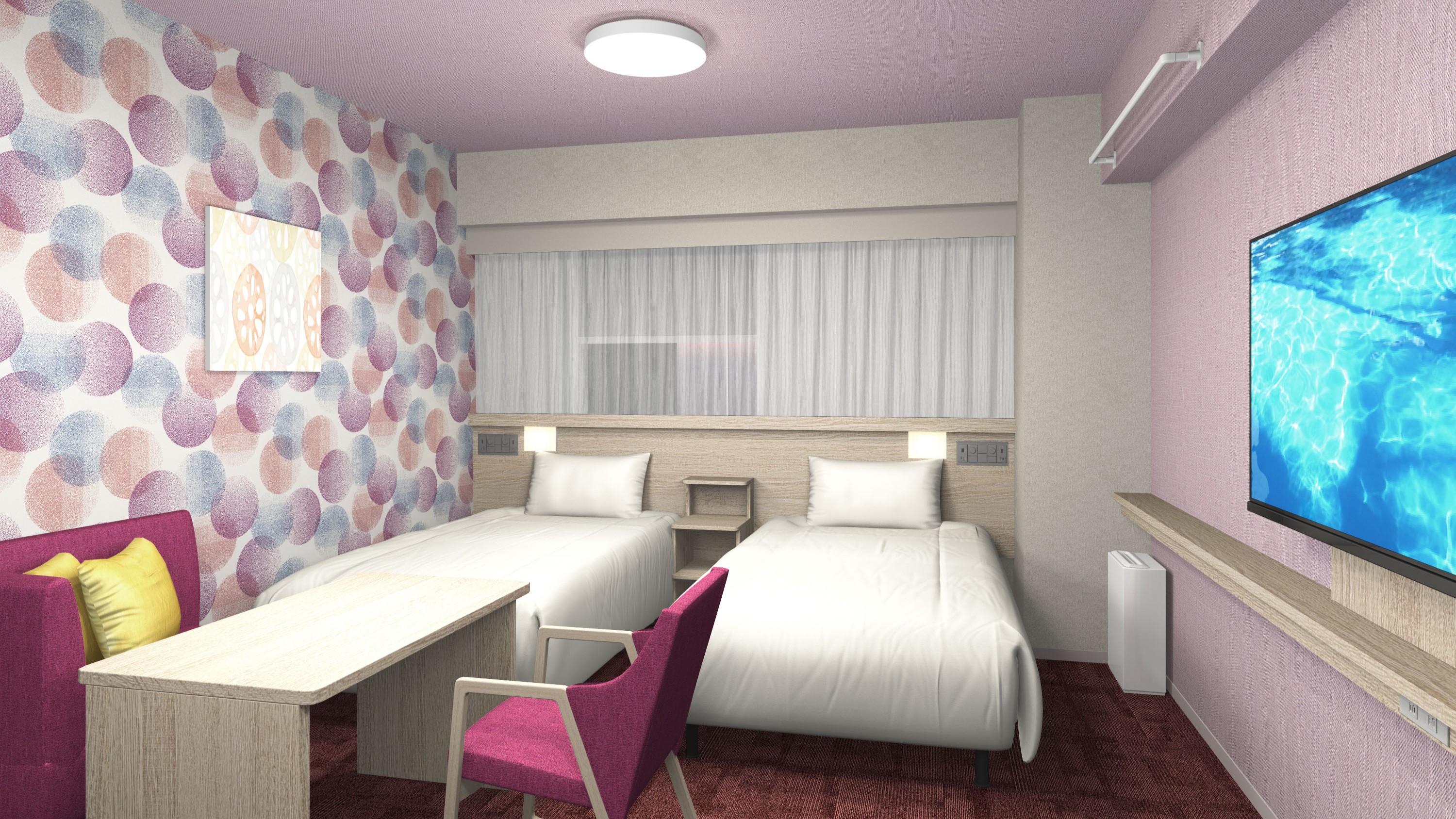 ツインルーム＋ソファベッド　洗濯機・レンジ付