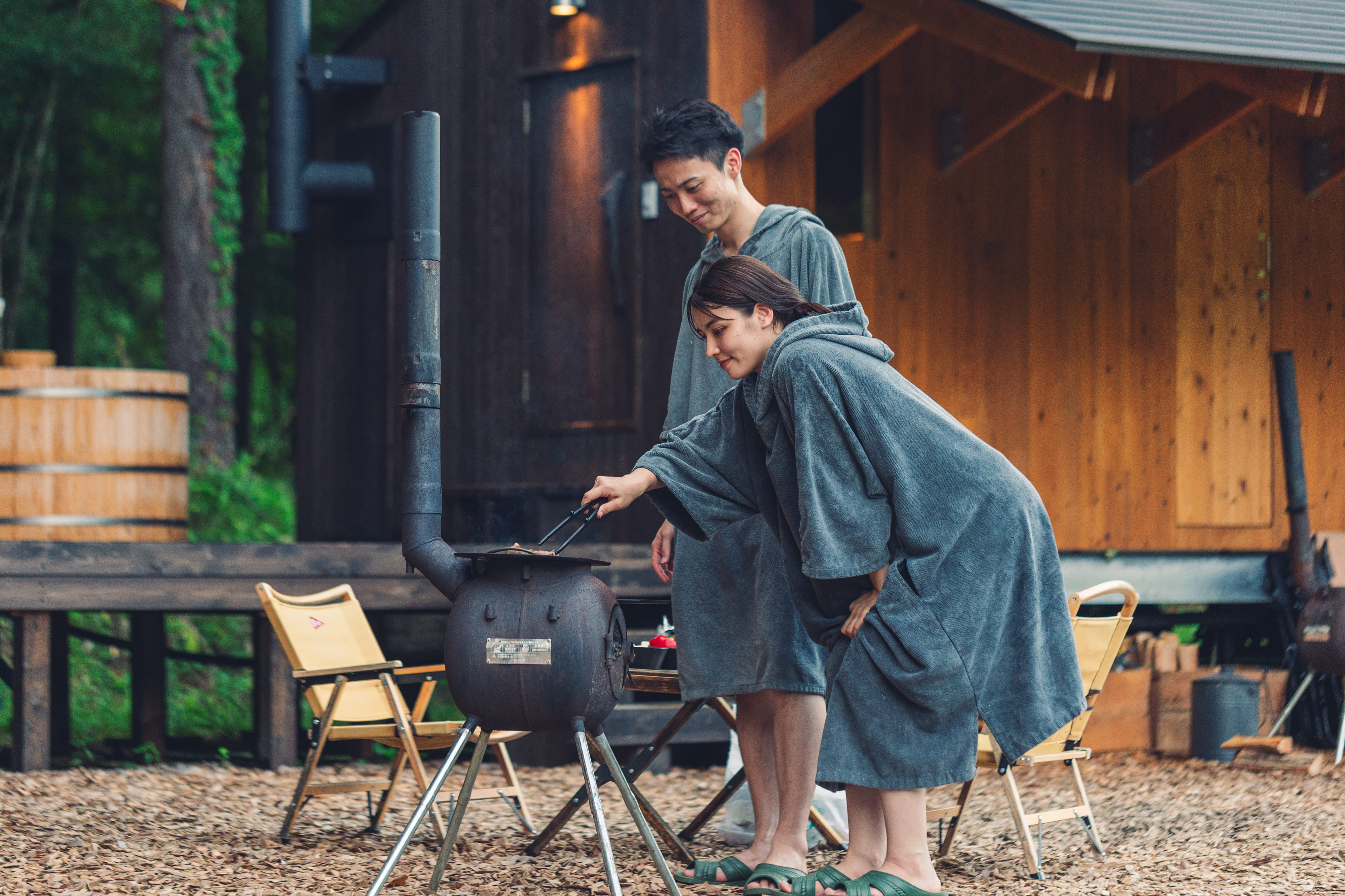 アウトドアリビングでのBBQ