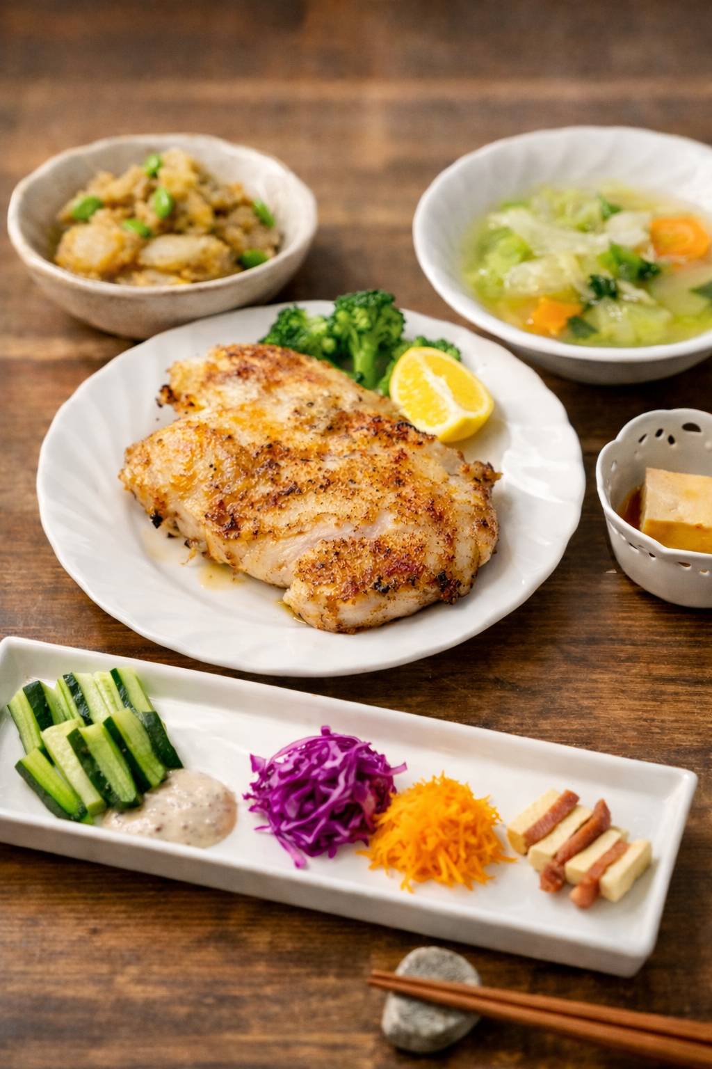 夕食一例　お酒とも楽しめる地元の食材を生かした発酵、ハーブ＆スパイス料理