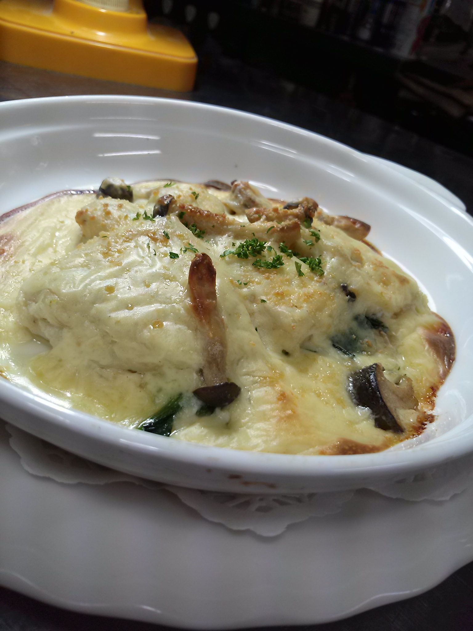 夕食　魚グラタン