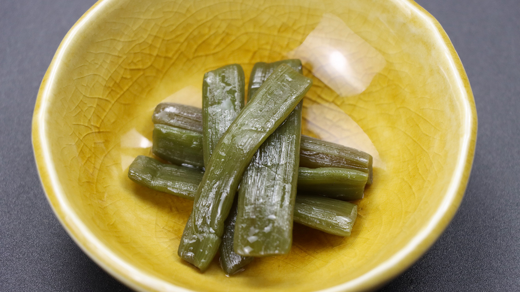 #夕食一例　太くてシャキシャキとした食感の「ハンゴンソウ」。