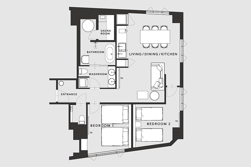 ■プレミアスイート＜キッチン＞　間取り