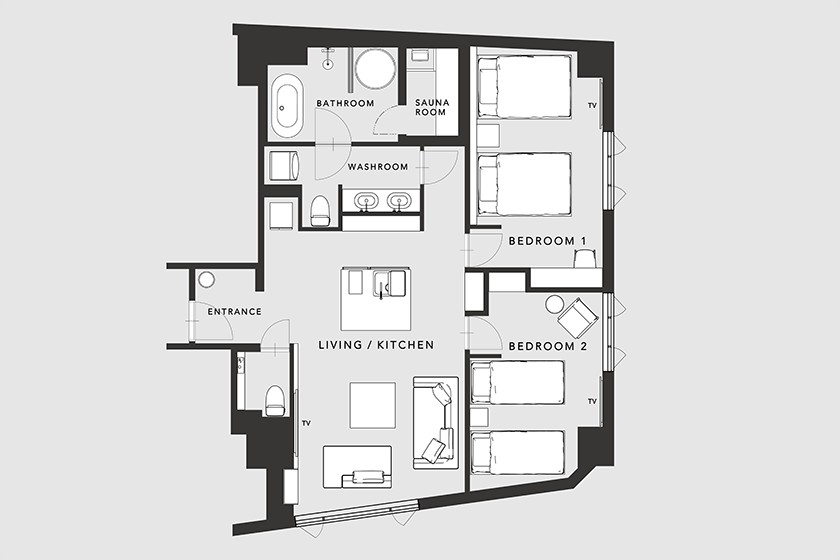■プレミアスイート＜アイランドキッチン＞　間取り