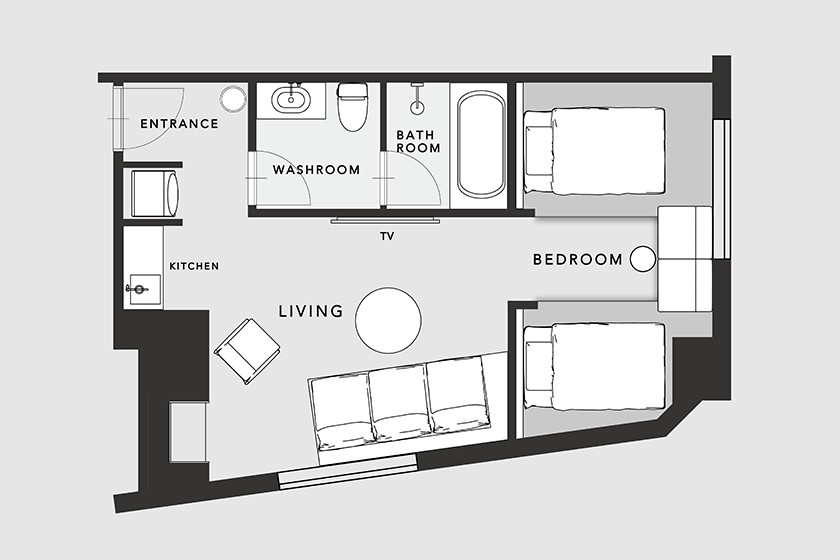 ■ジュニアスイート＜セパレートツイン＞　間取り