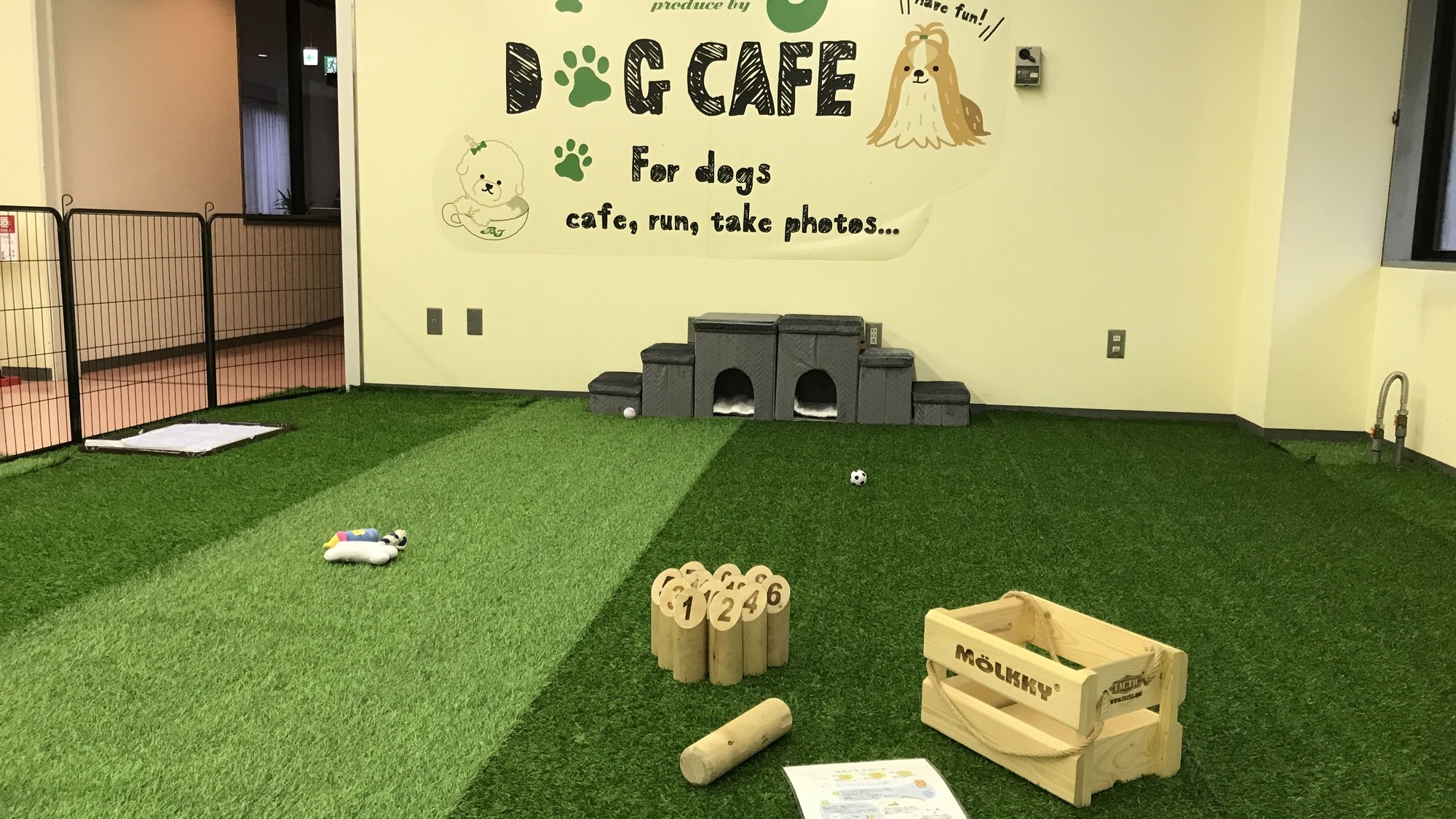 約40平米の室内ドッグラン（カフェスペース有り。）