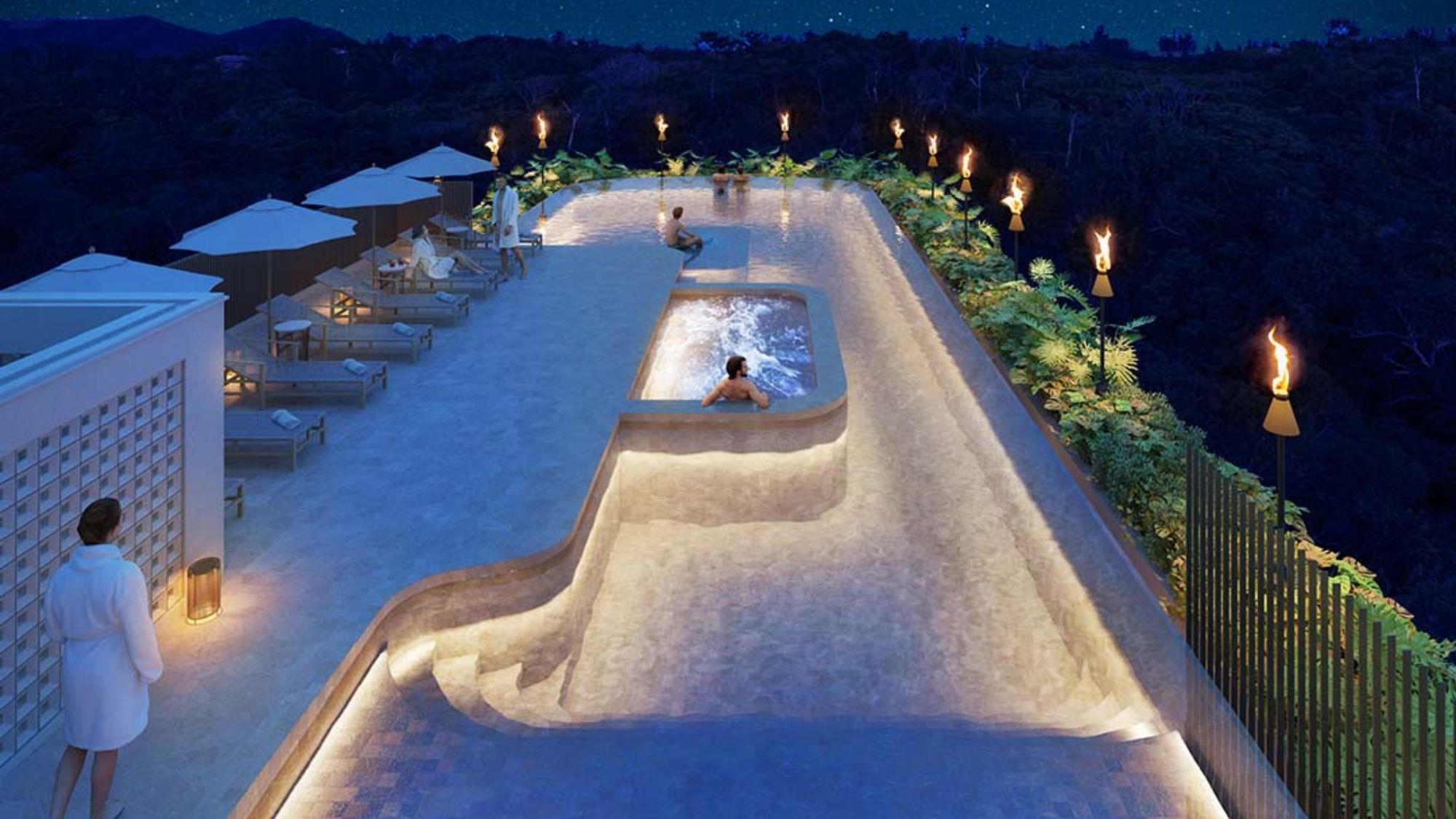 【イメージパース】インフィニティプール(夜)