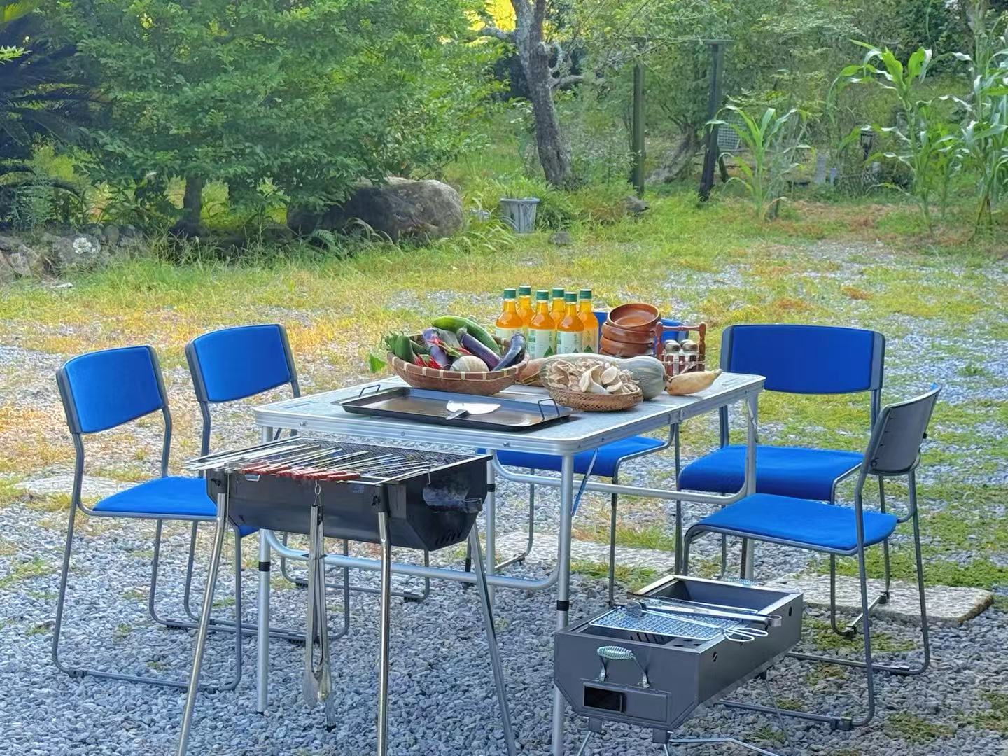庭でBBQ