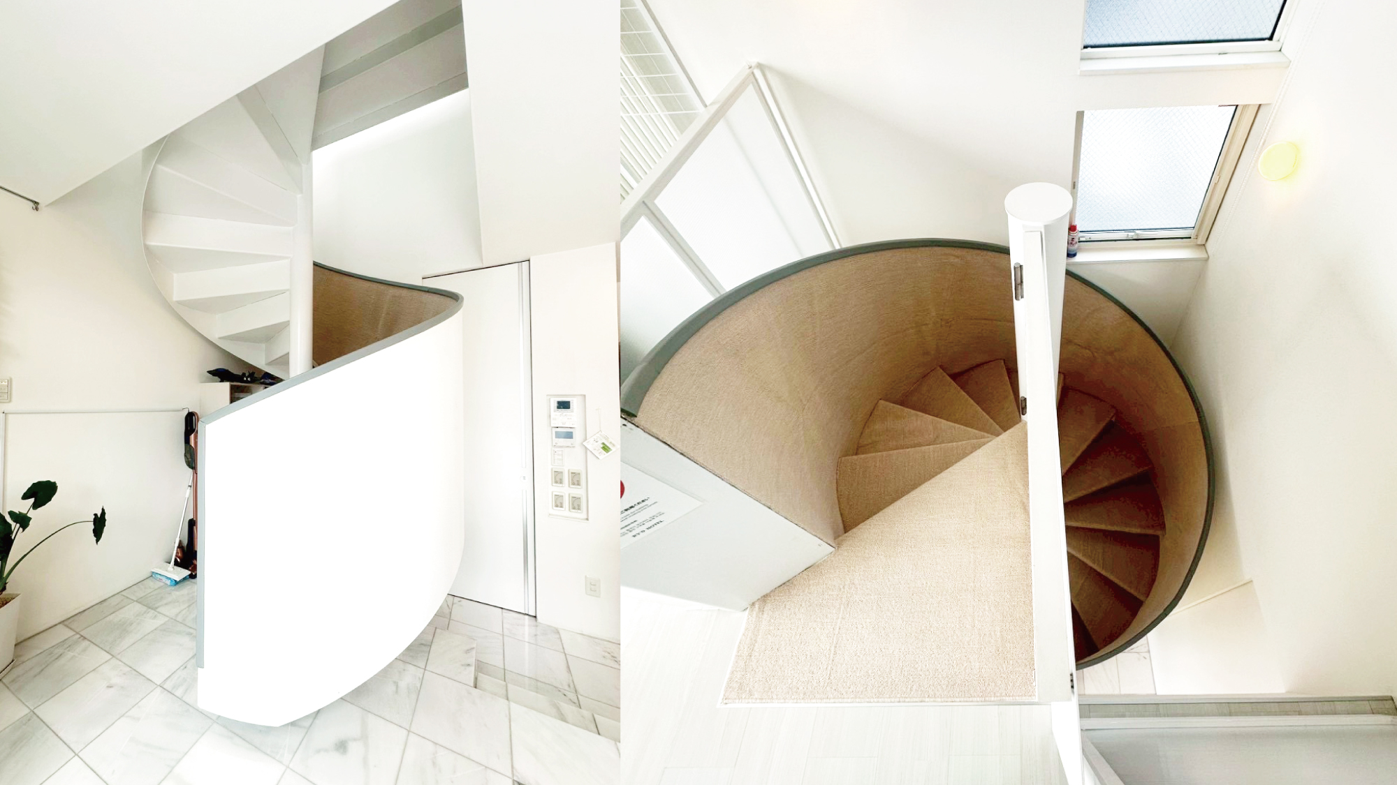 空間に映えるスタイリッシュな螺旋階段