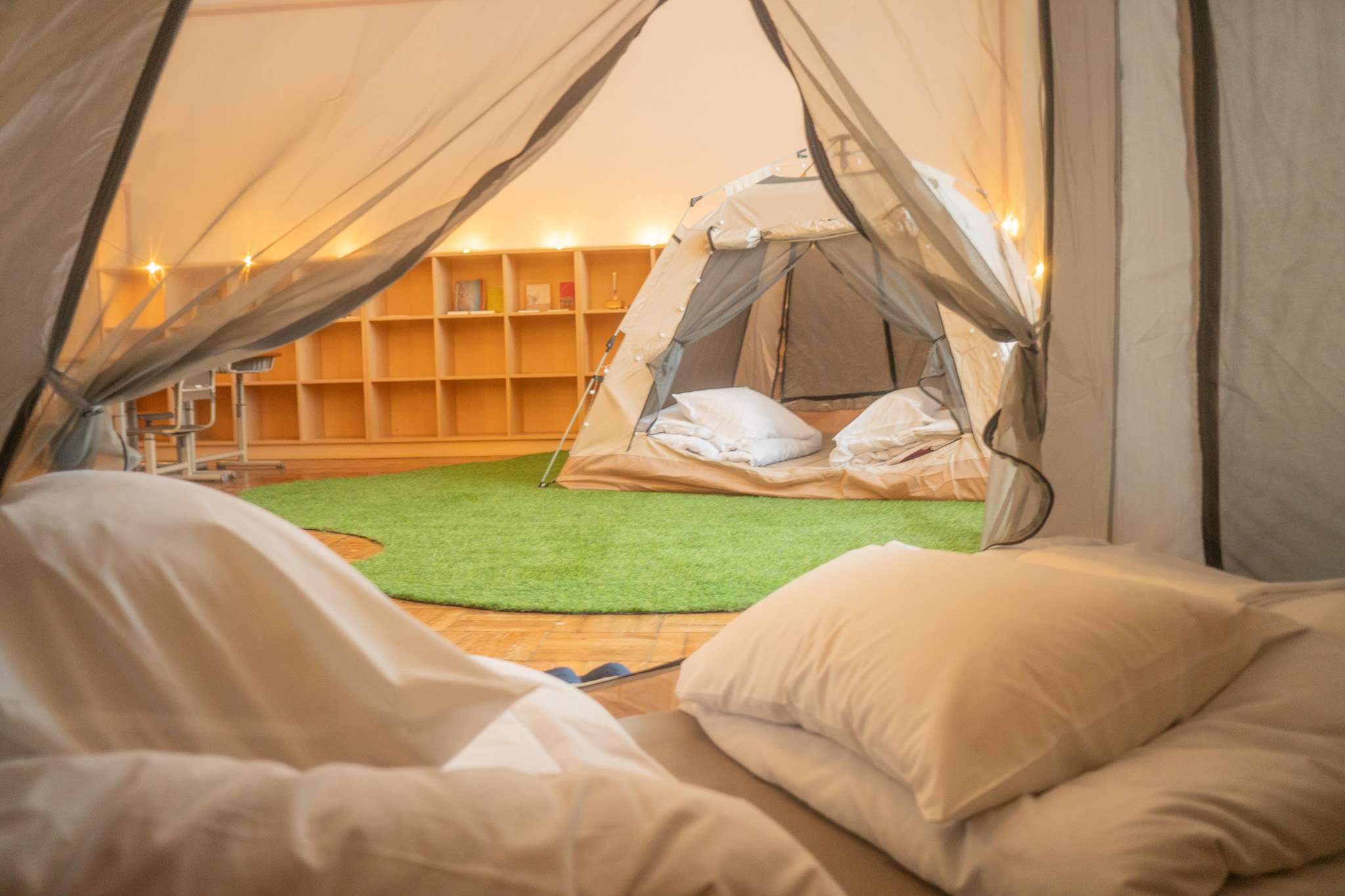 【教室グランピング】ハンモック大人4人、ゆったり寝れます。