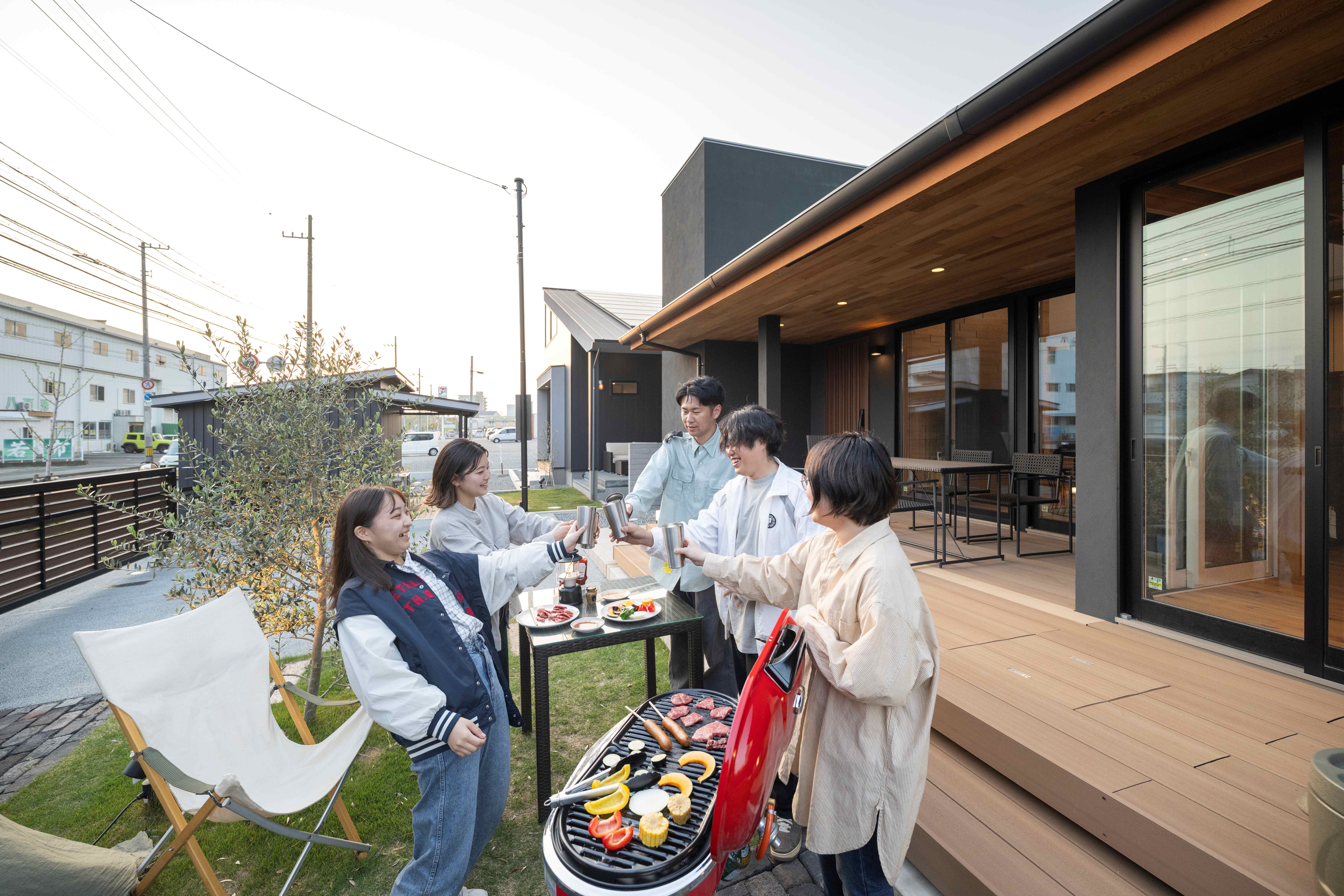 お庭でBBQ