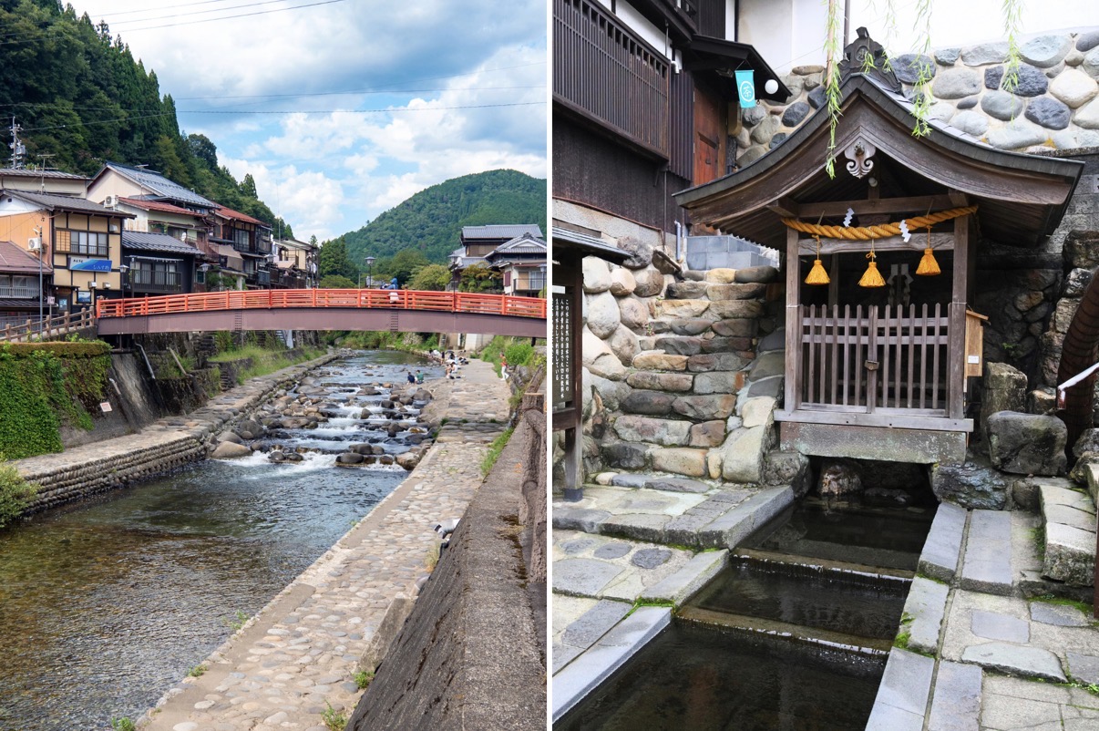 清水橋（左）、宗祇水（右）