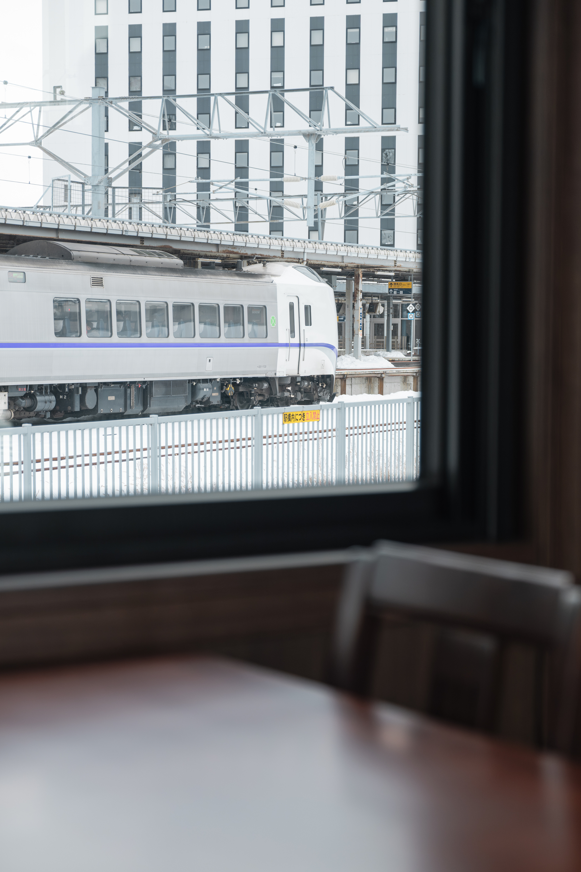 窓の外には次々に特急北斗が発着
