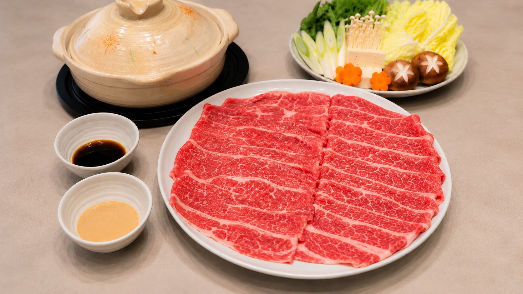 【夕・朝食付き】オーナー厳選 和牛しゃぶしゃぶコース付きプラン