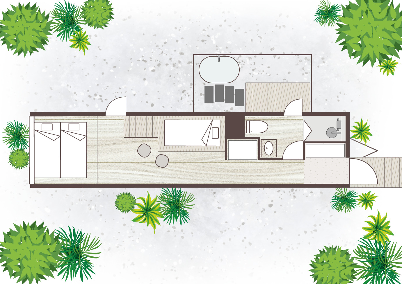 【Family Villa】間取り図（二段ベッド上段：マットレス）