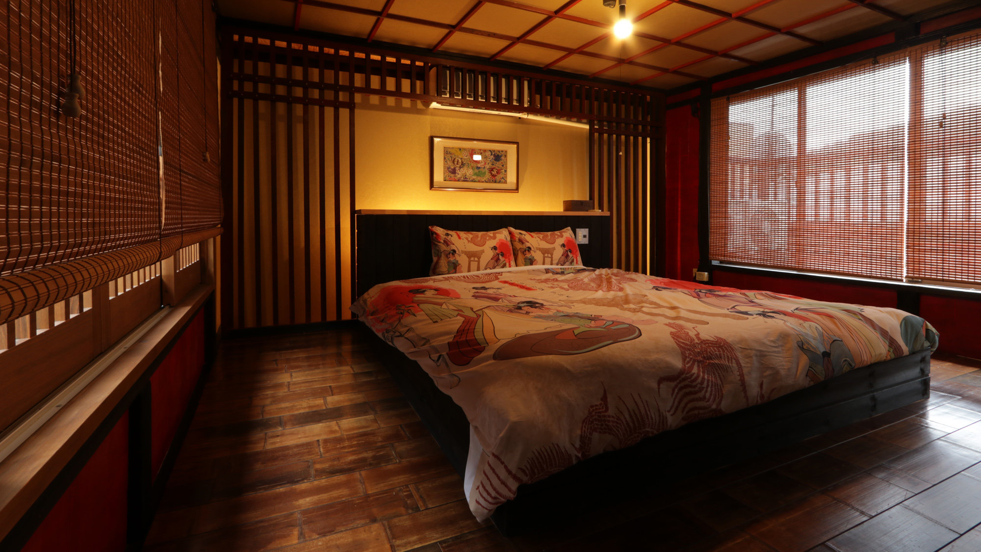 客室_三階寝室にはキングサイズベッド。*