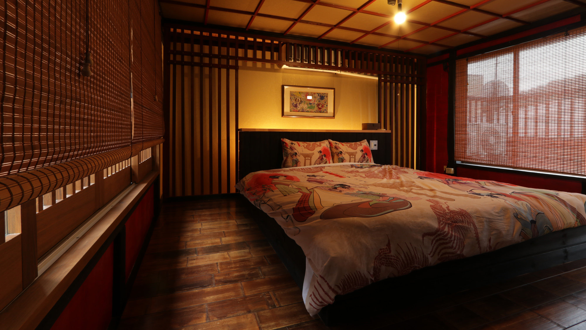 客室_三階寝室にはキングサイズベッド。*