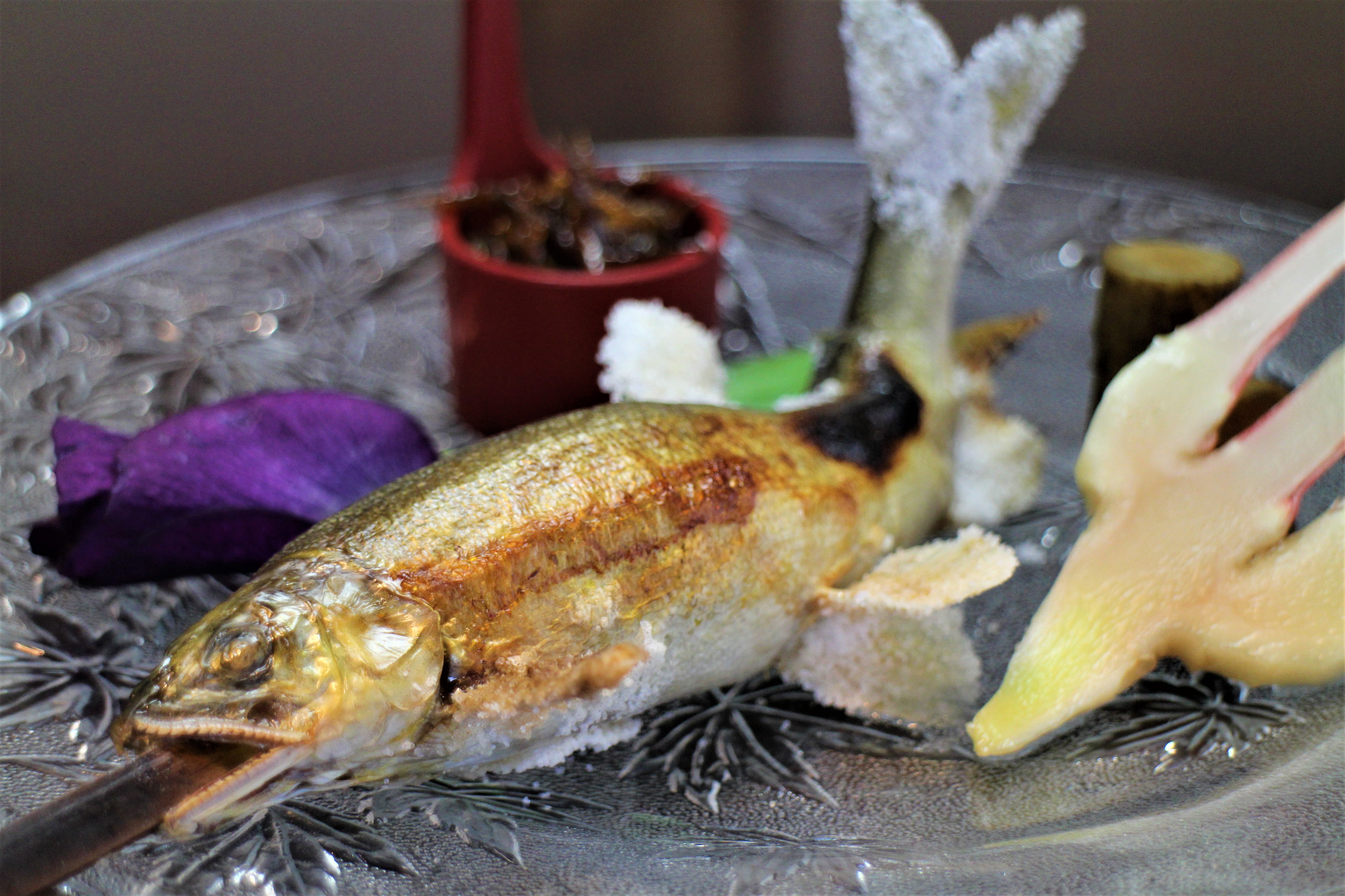 季節料理の一例：鮎の踊り焼き　夏