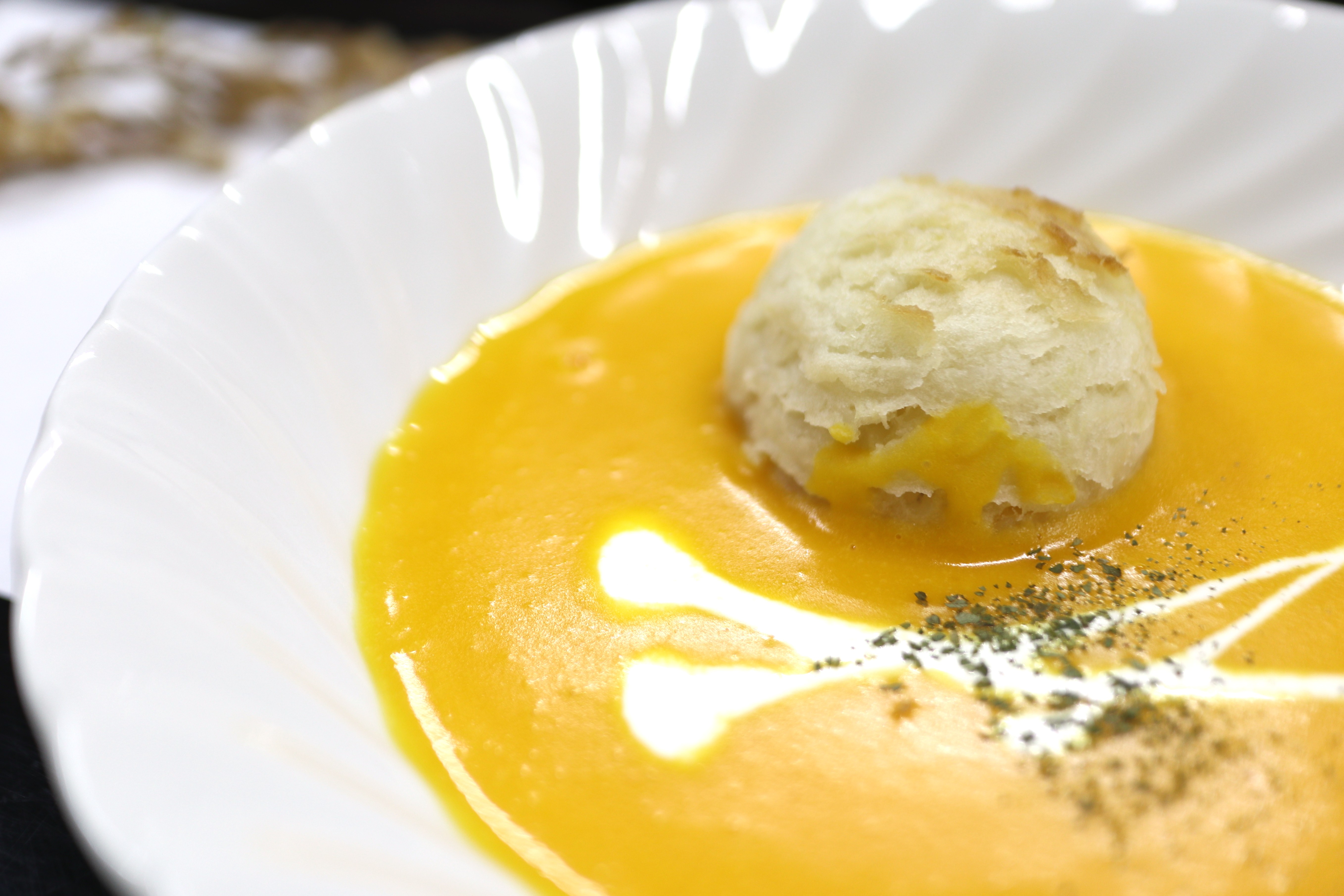 季節料理の一例：会津赤かぼちゃのポタージュ　秋