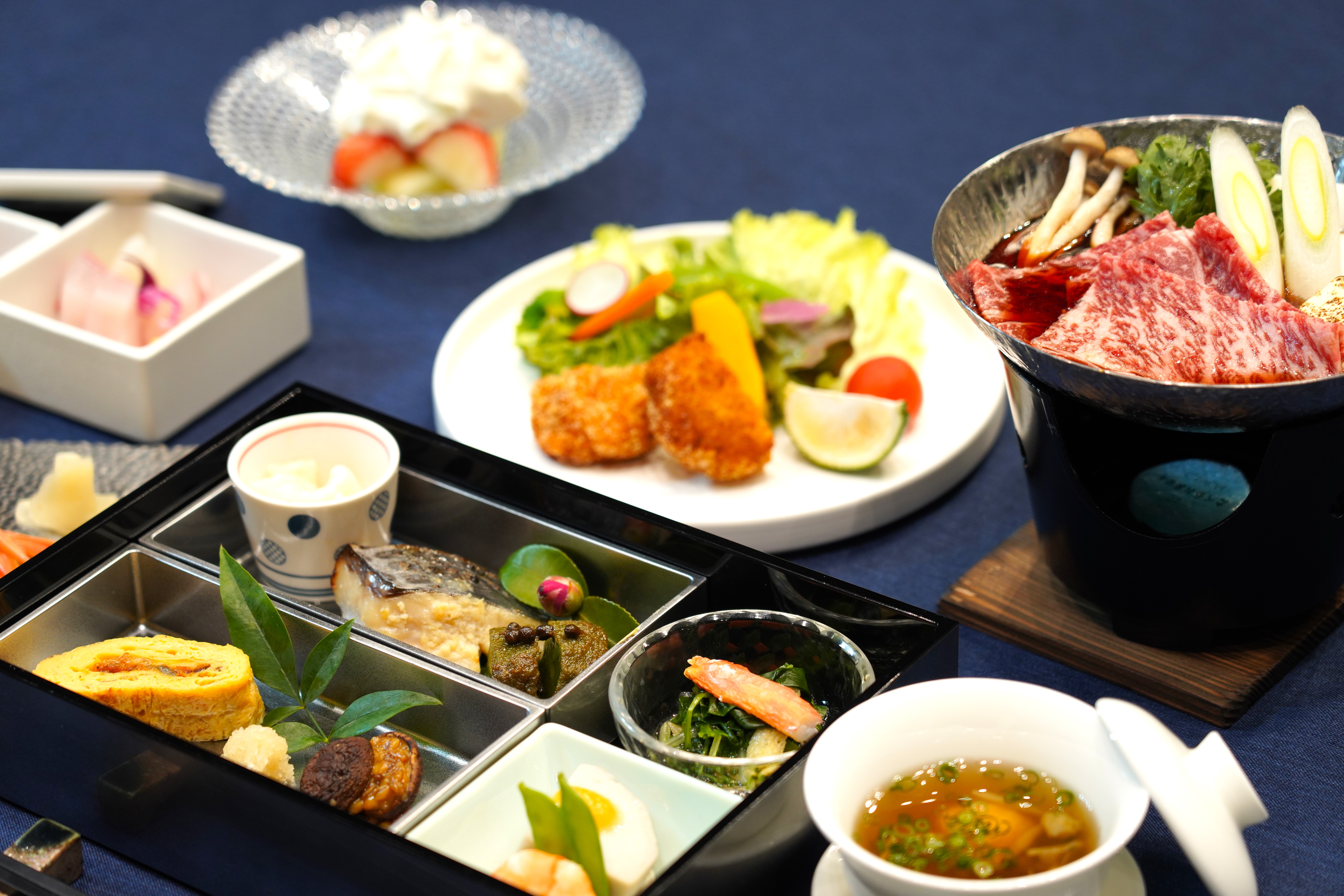 【夕食】ゆふいん山椒郎 新江憲一シェフ監修の『大分和牛すき焼き御膳』