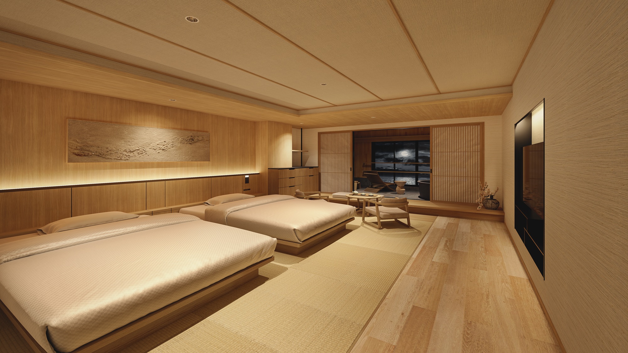 【客室】温泉かけ流し半露天風呂付和洋室ツイン＜46～51平米＞※写真はイメージです