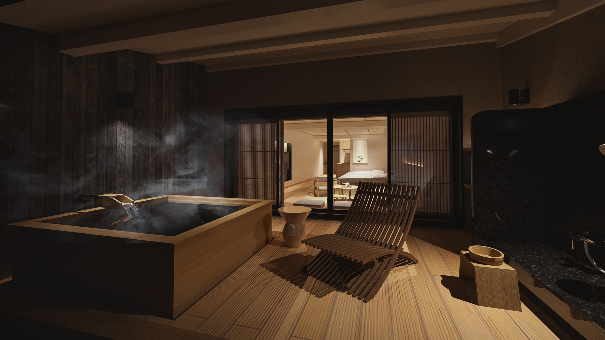 【客室】温泉かけ流し檜露天風呂※写真はイメージです